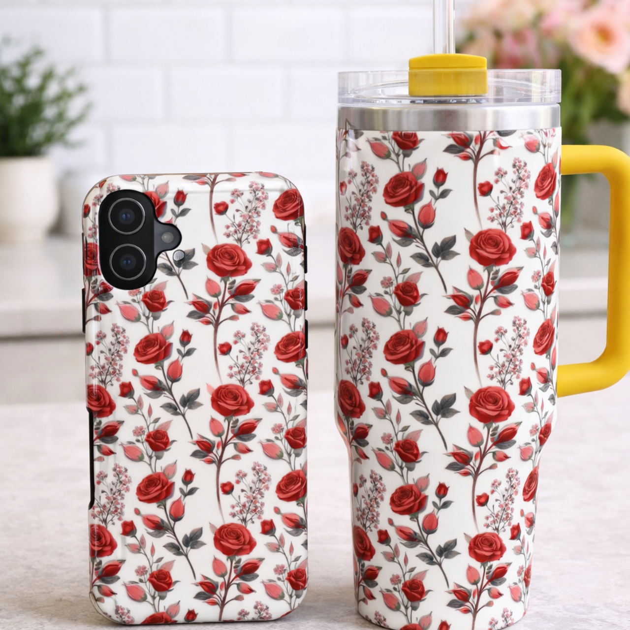 Floral Phone Case — Vintage Red Rose Pattern (Protective Floral iPhone Case) product thumbnail image Floral Phone Case — Vintage Red Rose Pattern (Protective Floral iPhone Case) product thumbnail image