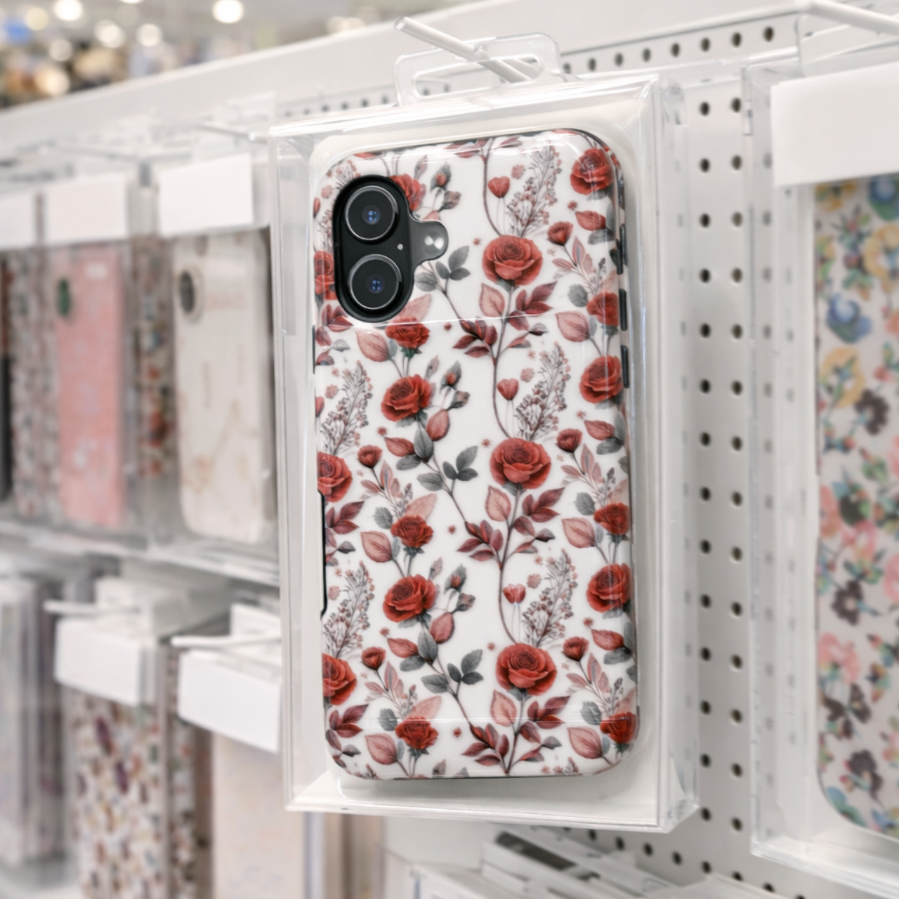 Floral Phone Case — Vintage Red Rose Pattern (Protective Floral iPhone Case) product thumbnail image
