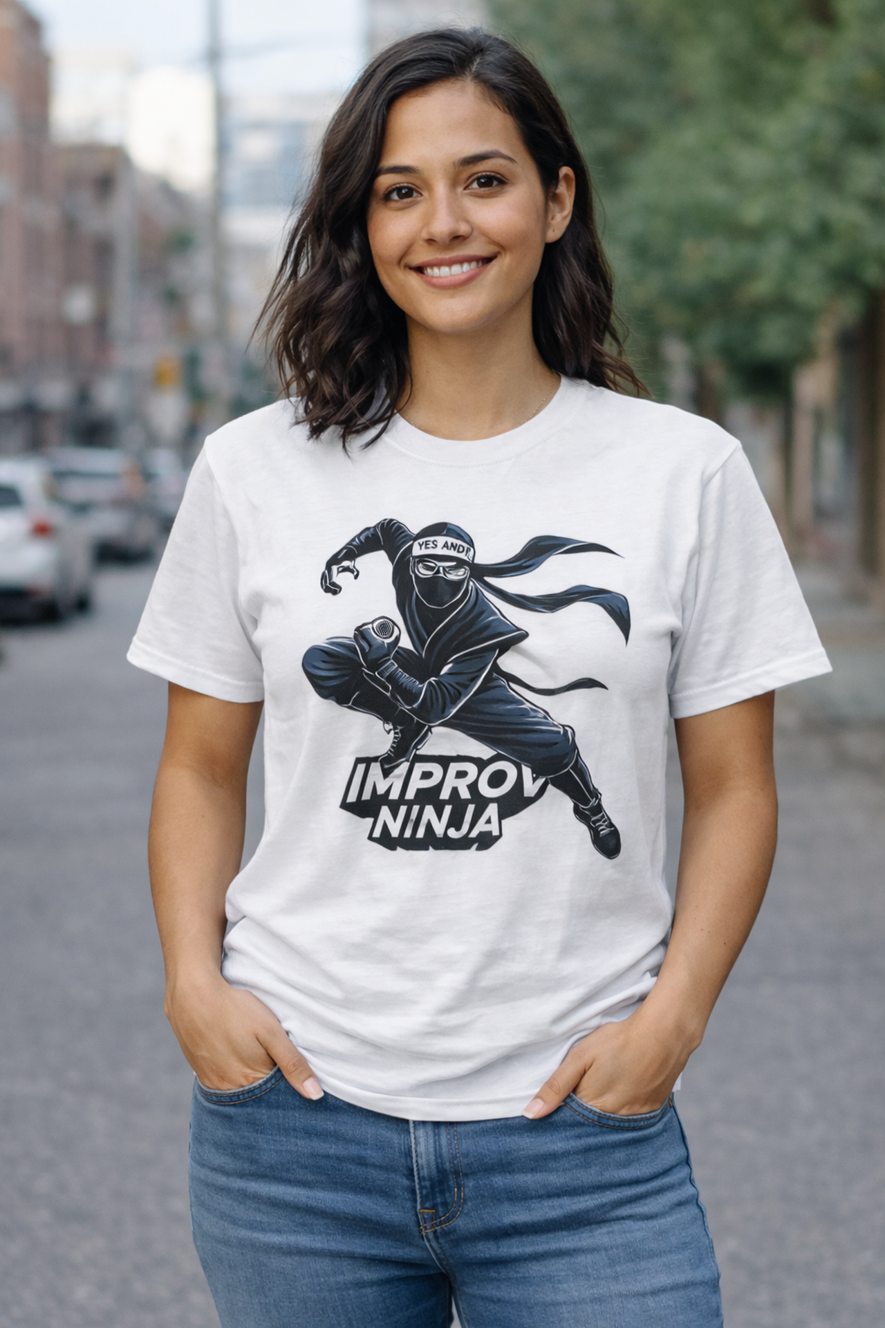 "Improv Ninja" Unisex T-Shirt - Perfect for Improvisors product thumbnail image "Improv Ninja" Unisex T-Shirt - Perfect for Improvisors product thumbnail image