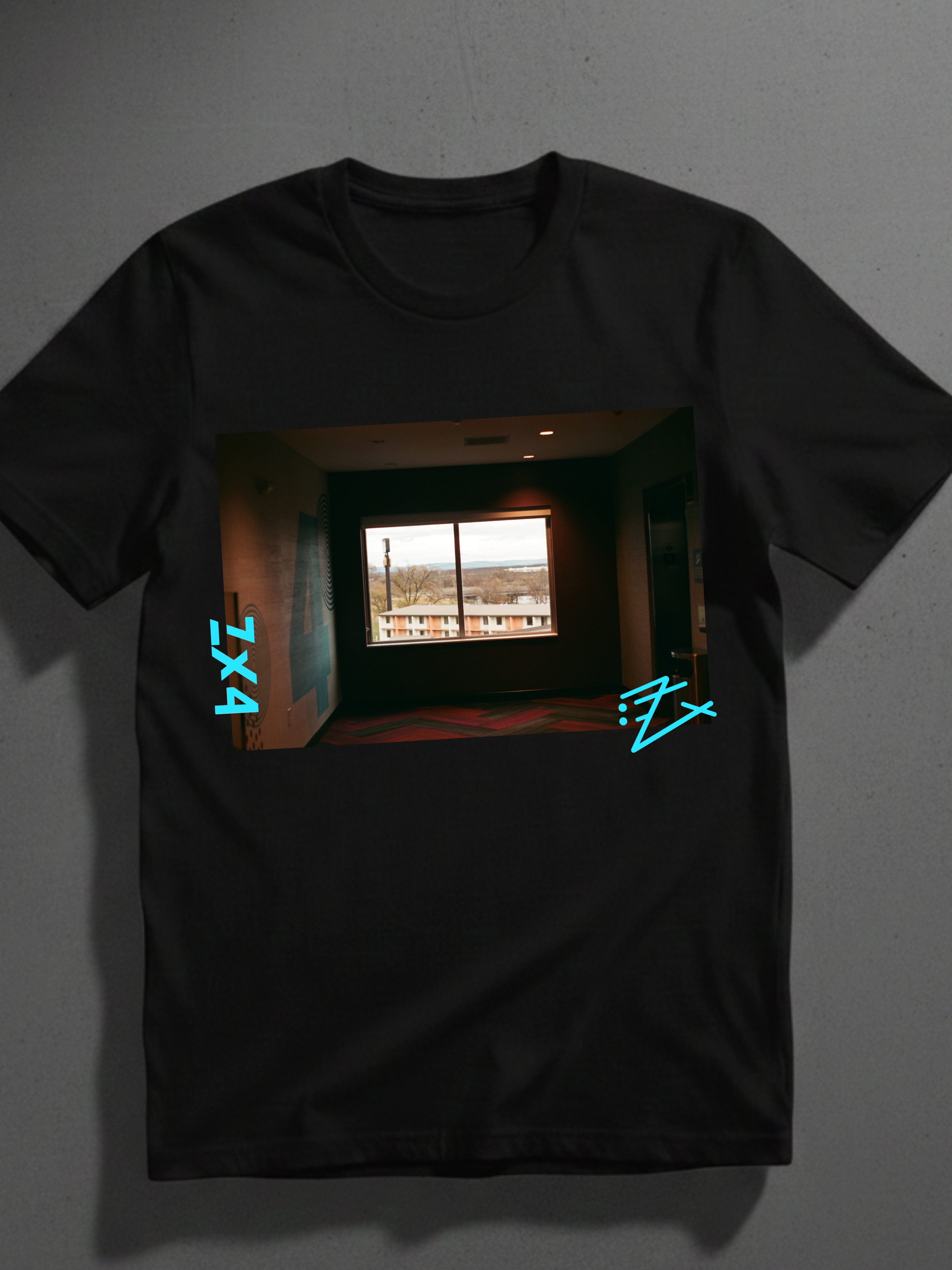 Window View Photo Tee — Minimal Sunset Room Graphic T-Shirt product thumbnail image