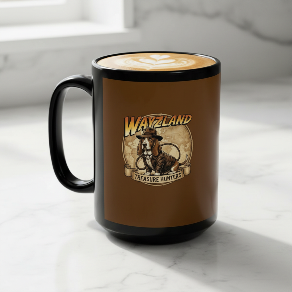 Wayzland Treasure Hunters Coffee Mug — 15oz Black Ceramic
