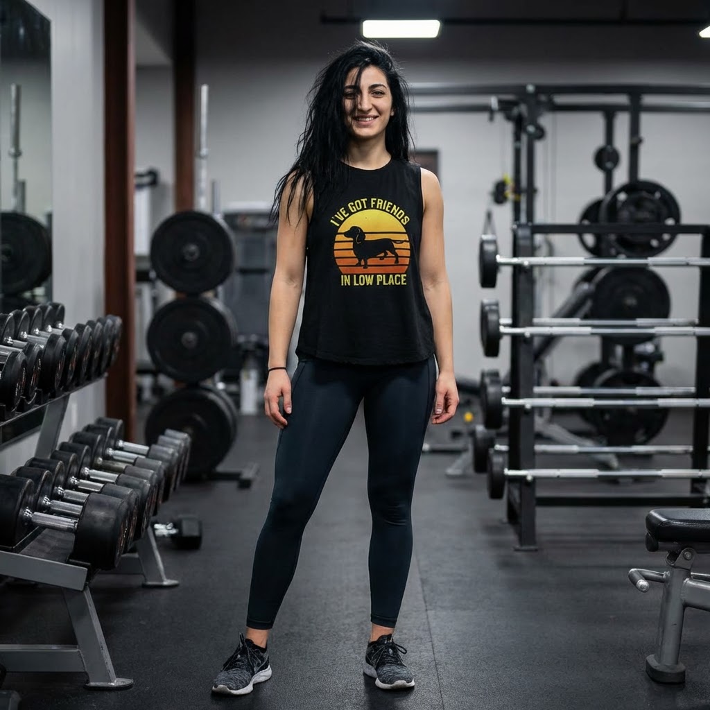 Crop Top — "I've Got Friends in Low Place" Retro Sunset Horse Graphic