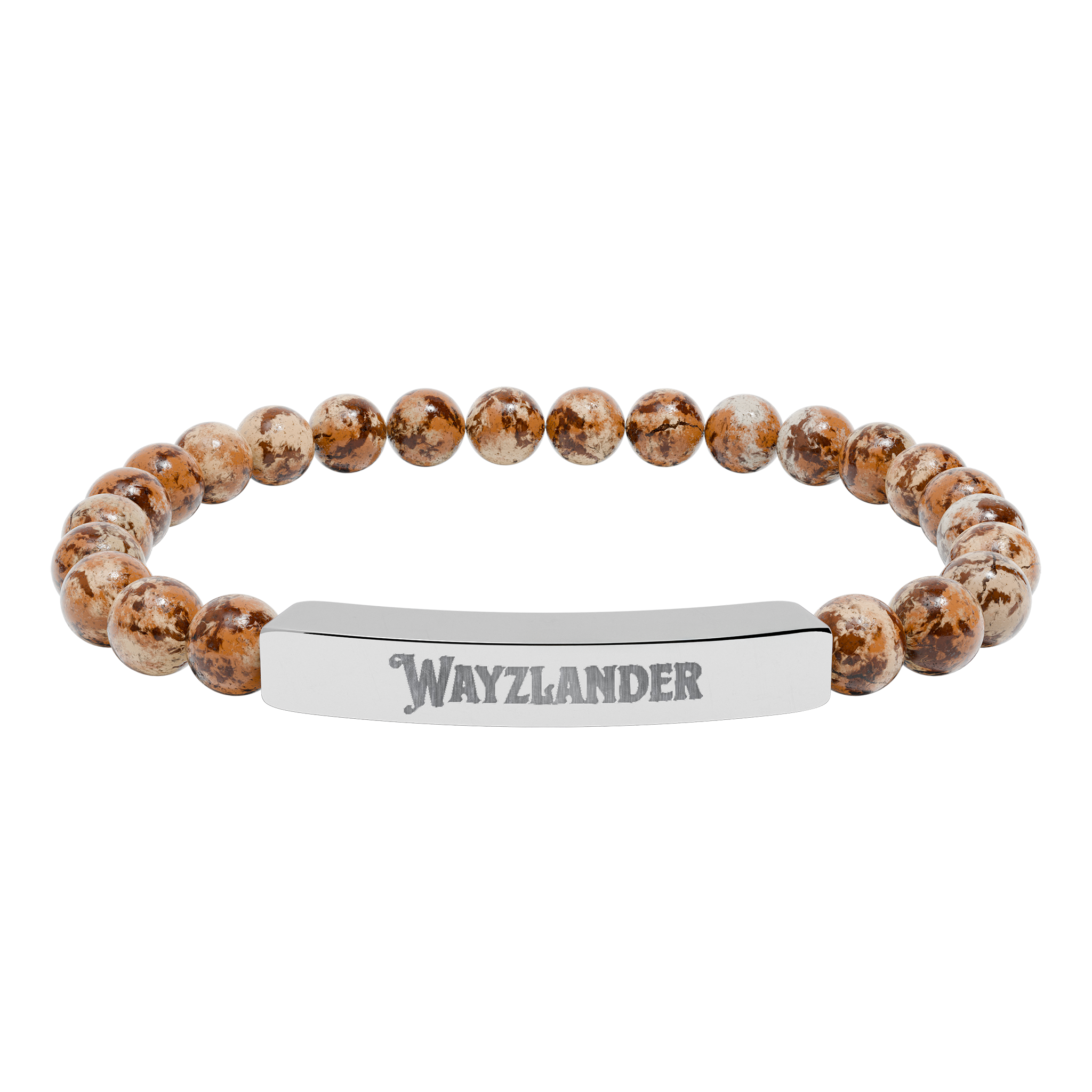 Engraved Natural Stone Bar Bracelet — Personalized Stretch Beaded Wristband product thumbnail image Engraved Natural Stone Bar Bracelet — Personalized Stretch Beaded Wristband product thumbnail image