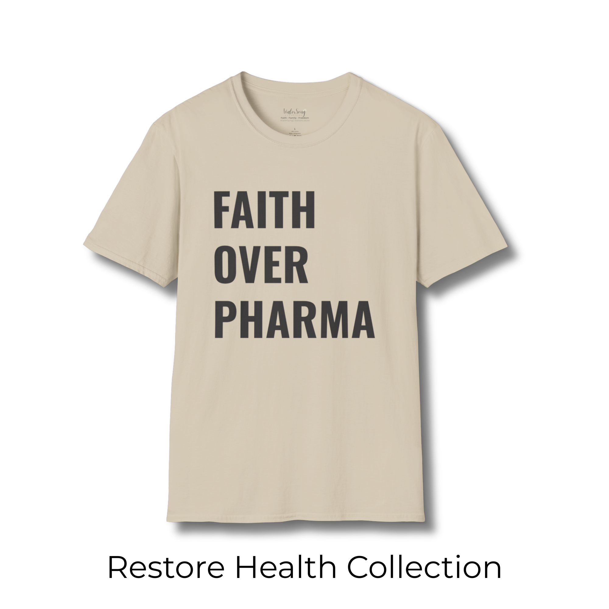 Faith Over Pharma – Bold Statement Tee | Clean living | Freedom Apparel