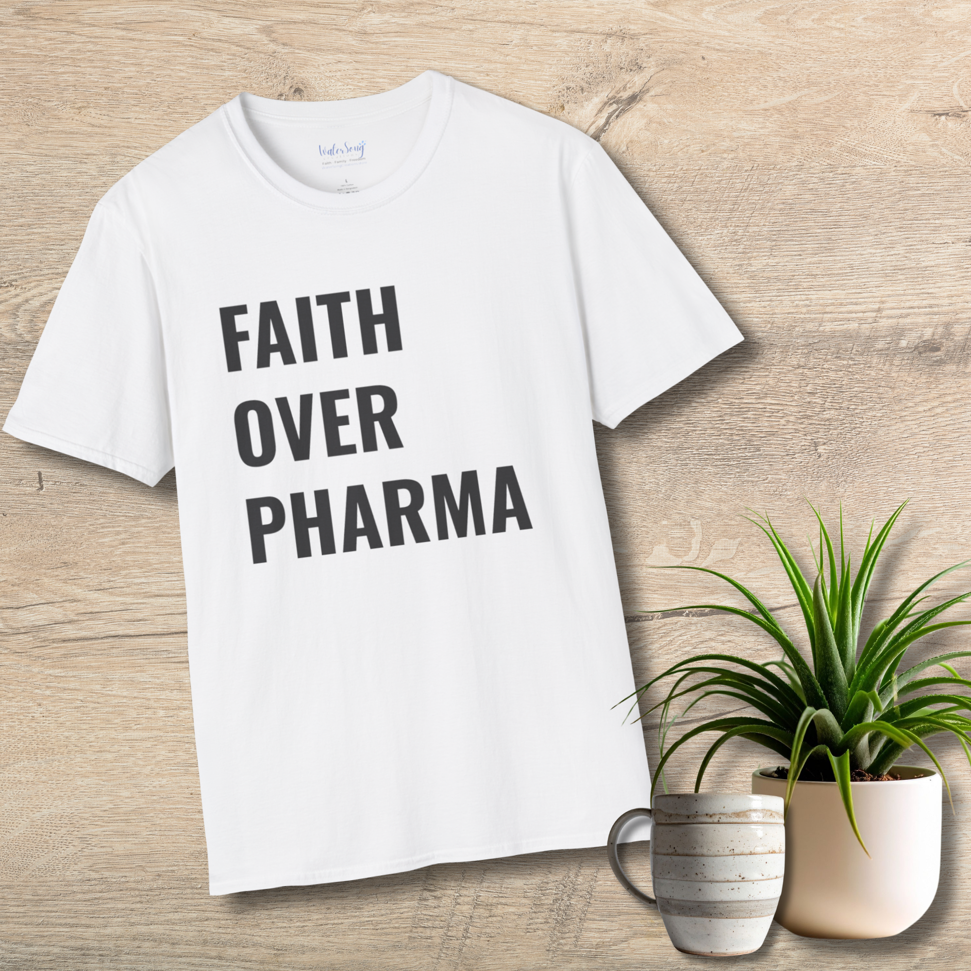 Faith Over Pharma – Bold Statement Tee | Clean living | Freedom Apparel product thumbnail image Faith Over Pharma – Bold Statement Tee | Clean living | Freedom Apparel product thumbnail image