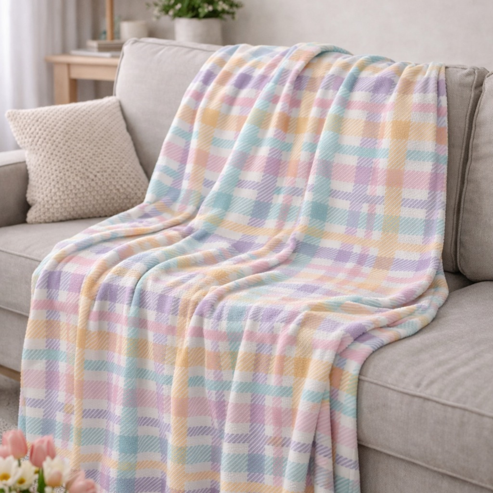 Pastel Dream Plaid Throw Blanket – Soft Spring Cottage Cozy product thumbnail image Pastel Dream Plaid Throw Blanket – Soft Spring Cottage Cozy product thumbnail image