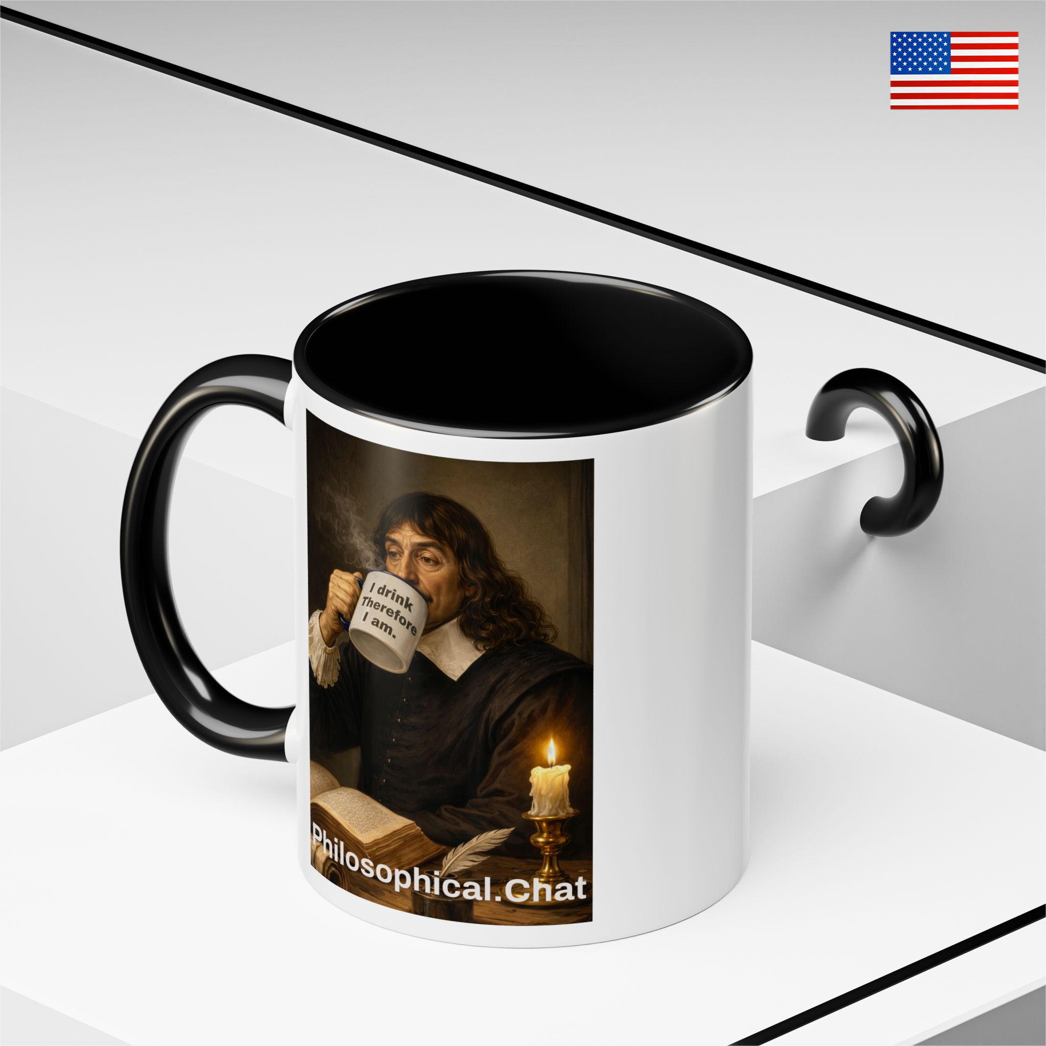 Descartes Mug, US Stock, “I Drink Therefore I Am” product thumbnail image Descartes Mug, US Stock, “I Drink Therefore I Am” product thumbnail image