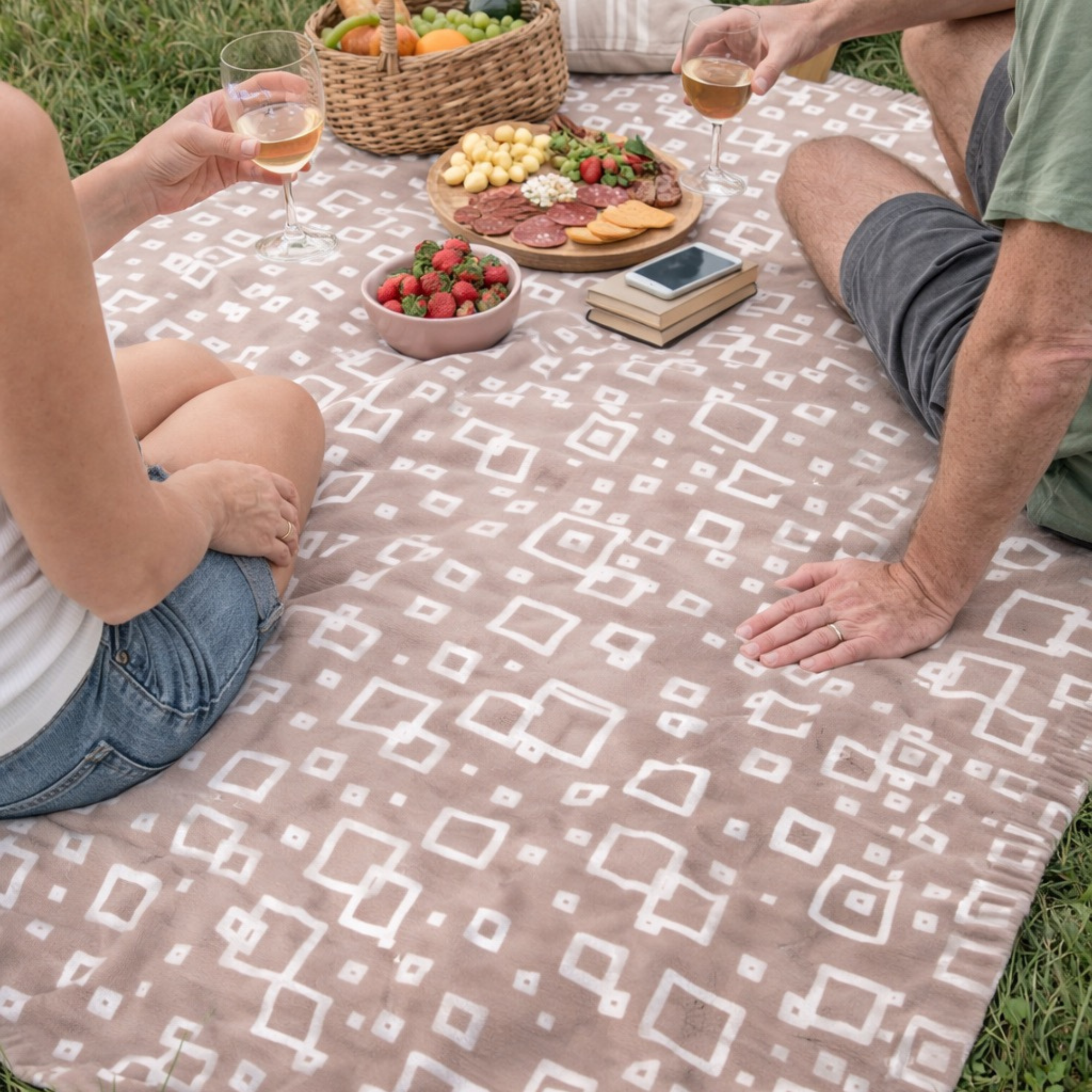 Modern Neutral Geometric Picnic Blanket – Outdoor Patio & Park Throw product thumbnail image Modern Neutral Geometric Picnic Blanket – Outdoor Patio & Park Throw product thumbnail image