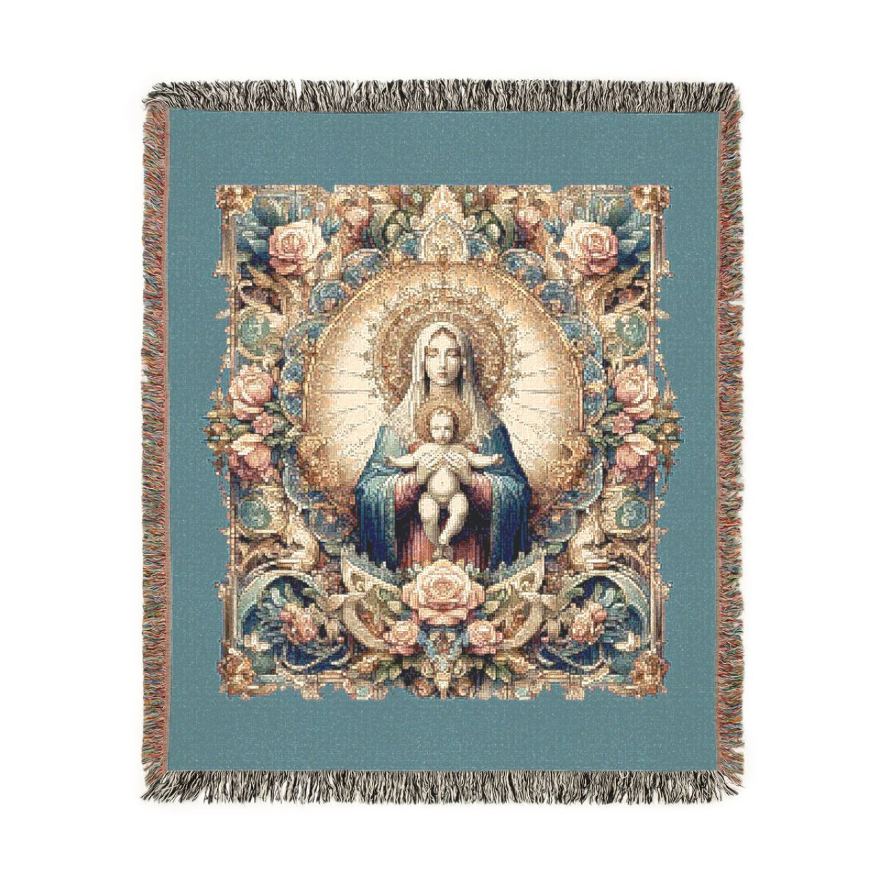 Mary and Baby Jesus Woven Blanket, Home Decor, Religious Gift, Easter Gift product thumbnail image