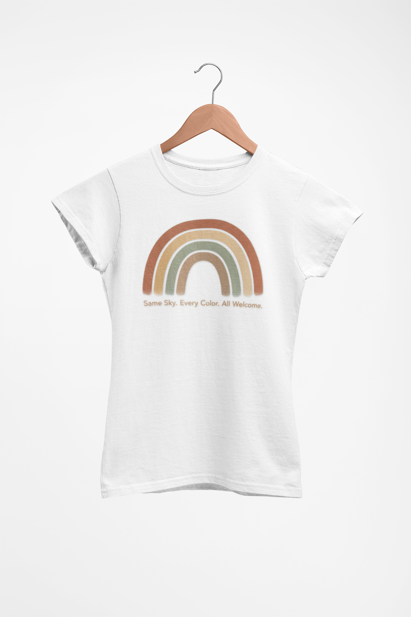 Neutral Rainbow Arc T-Shirt | muted boho rainbow, desert arc design product thumbnail image