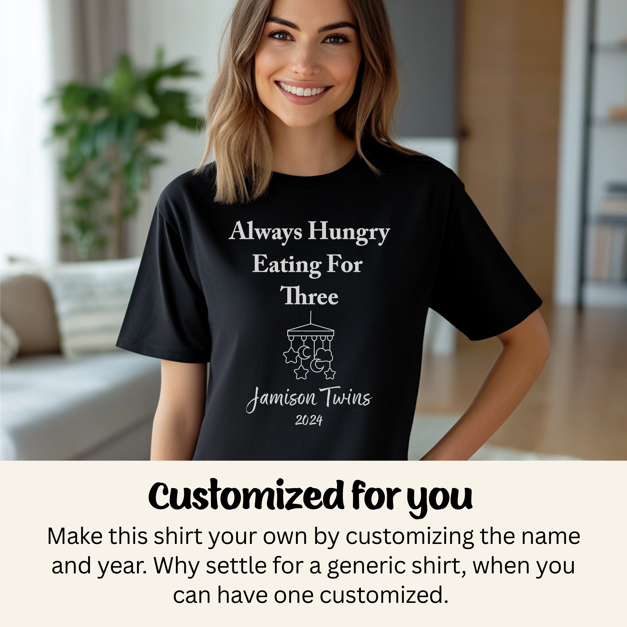 Twins Funny Expecting Twins Pregnancy Shirt, Personalized Twin Pregnancy Announcement T Shirt, Custom Pregnant with Twins TShirt  product thumbnail image