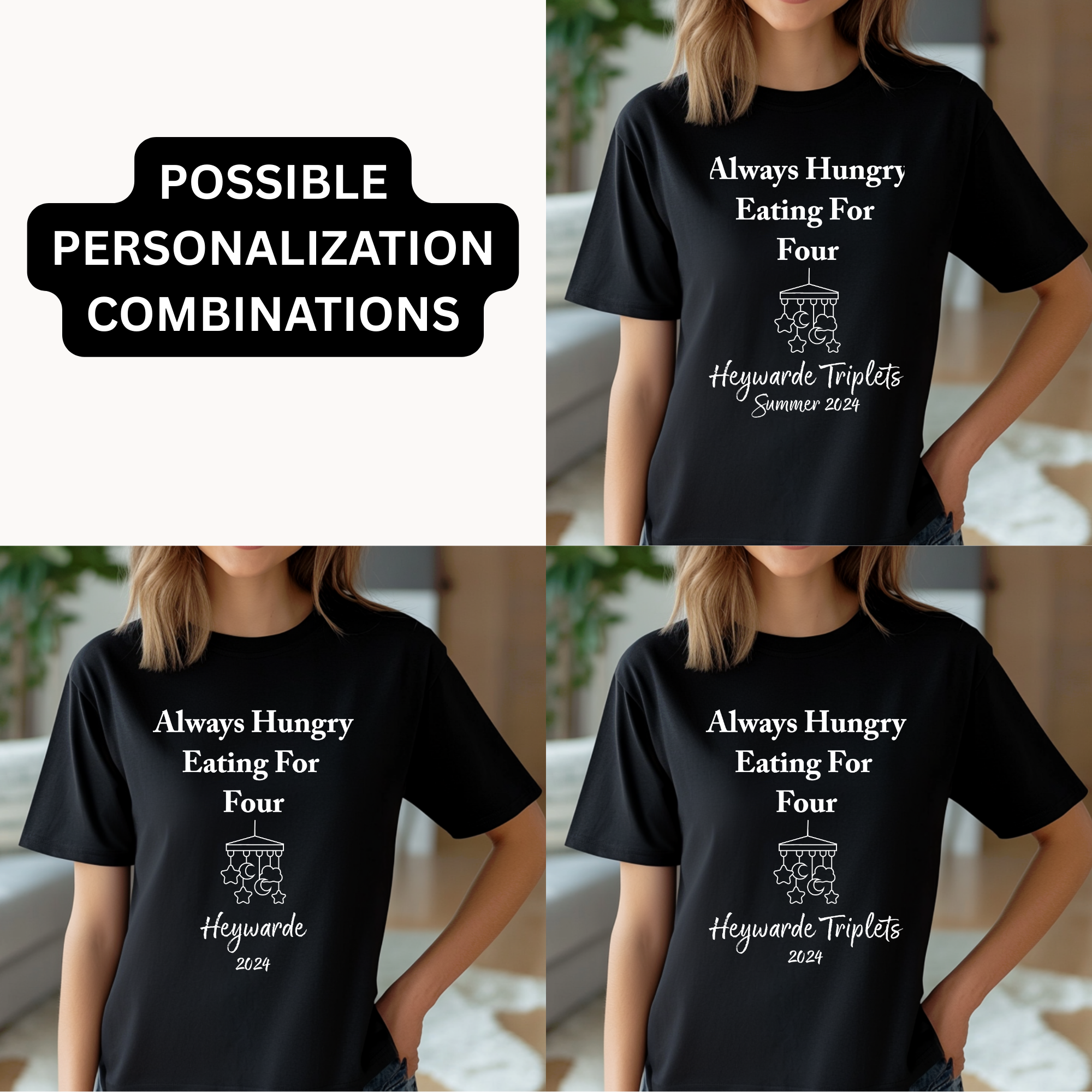 Triplets Funny Triplets Pregnancy Announcement Shirt, Personalized Pregnant with Triplets Shirt, Custom Triplets Announcement T Shirt  product thumbnail image