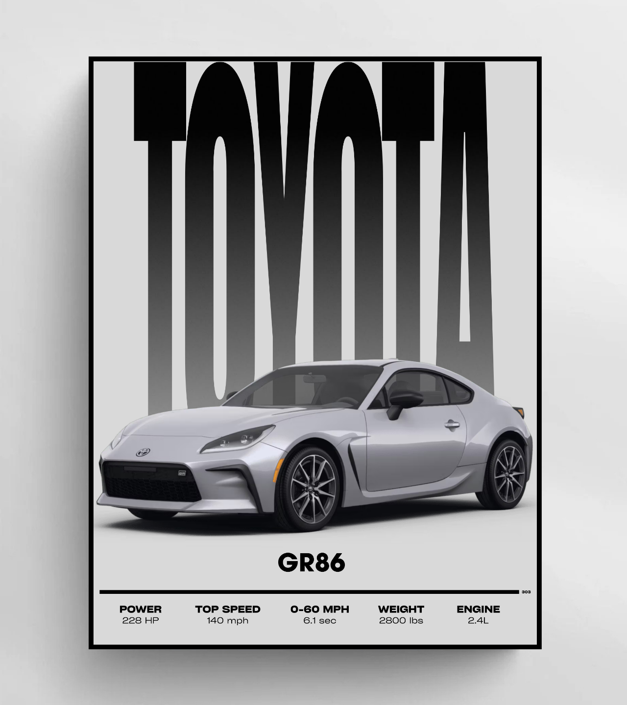 Toyota GR86 Poster — Rolled Car Poster with Specs
