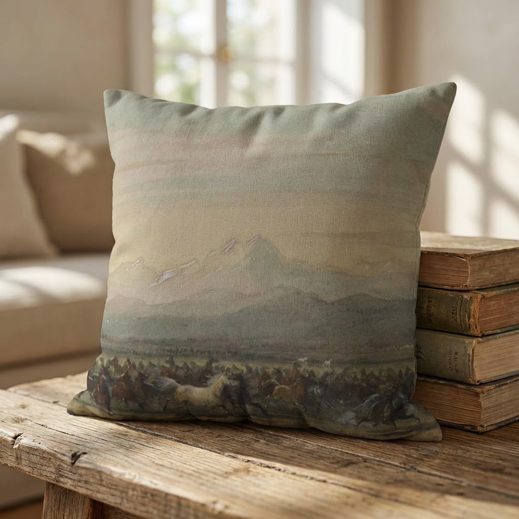  Stampede of Wild Horses Throw Pillow Cover