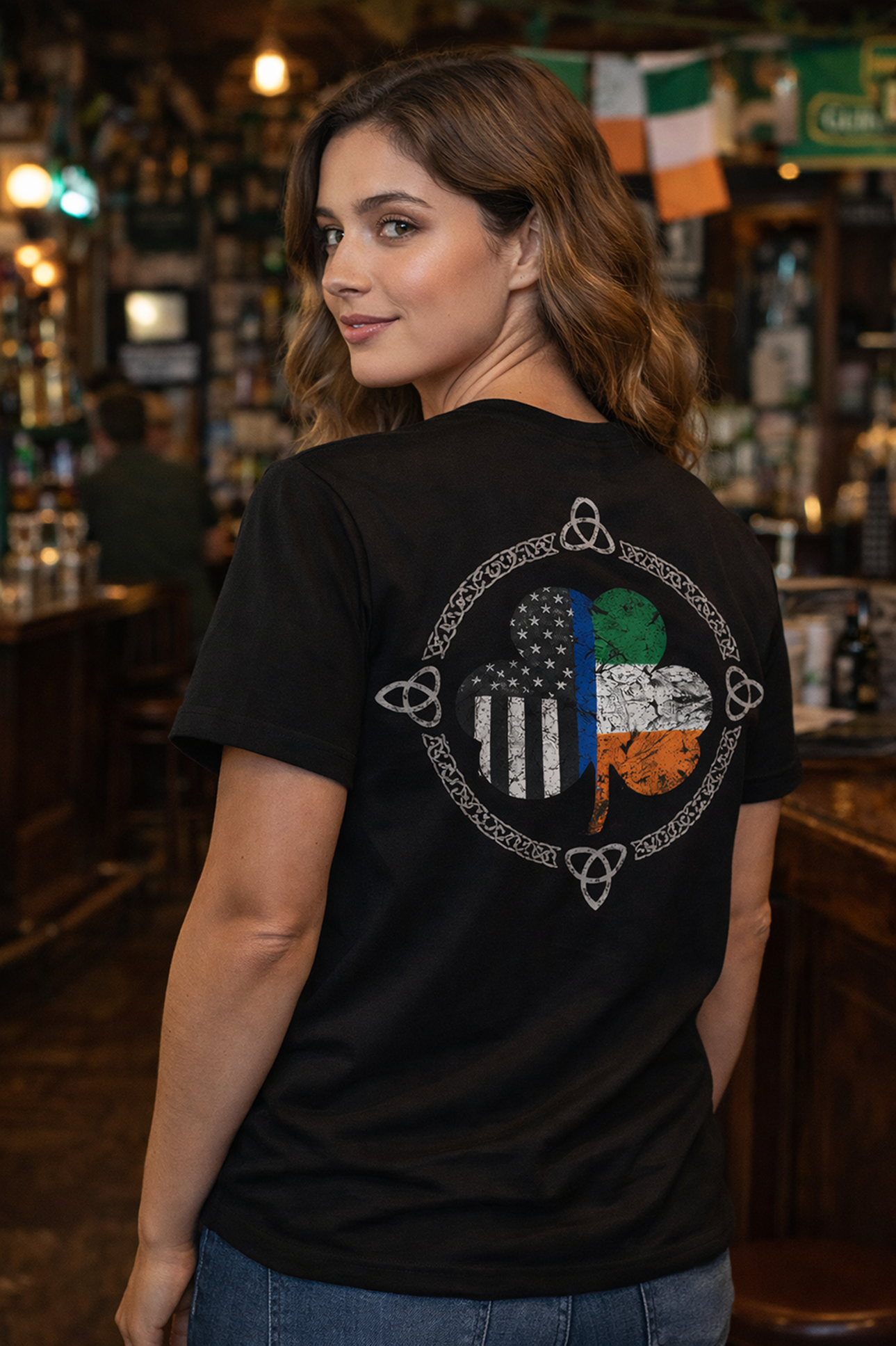 Blue Line-Irish Flag T-Shirt product thumbnail image