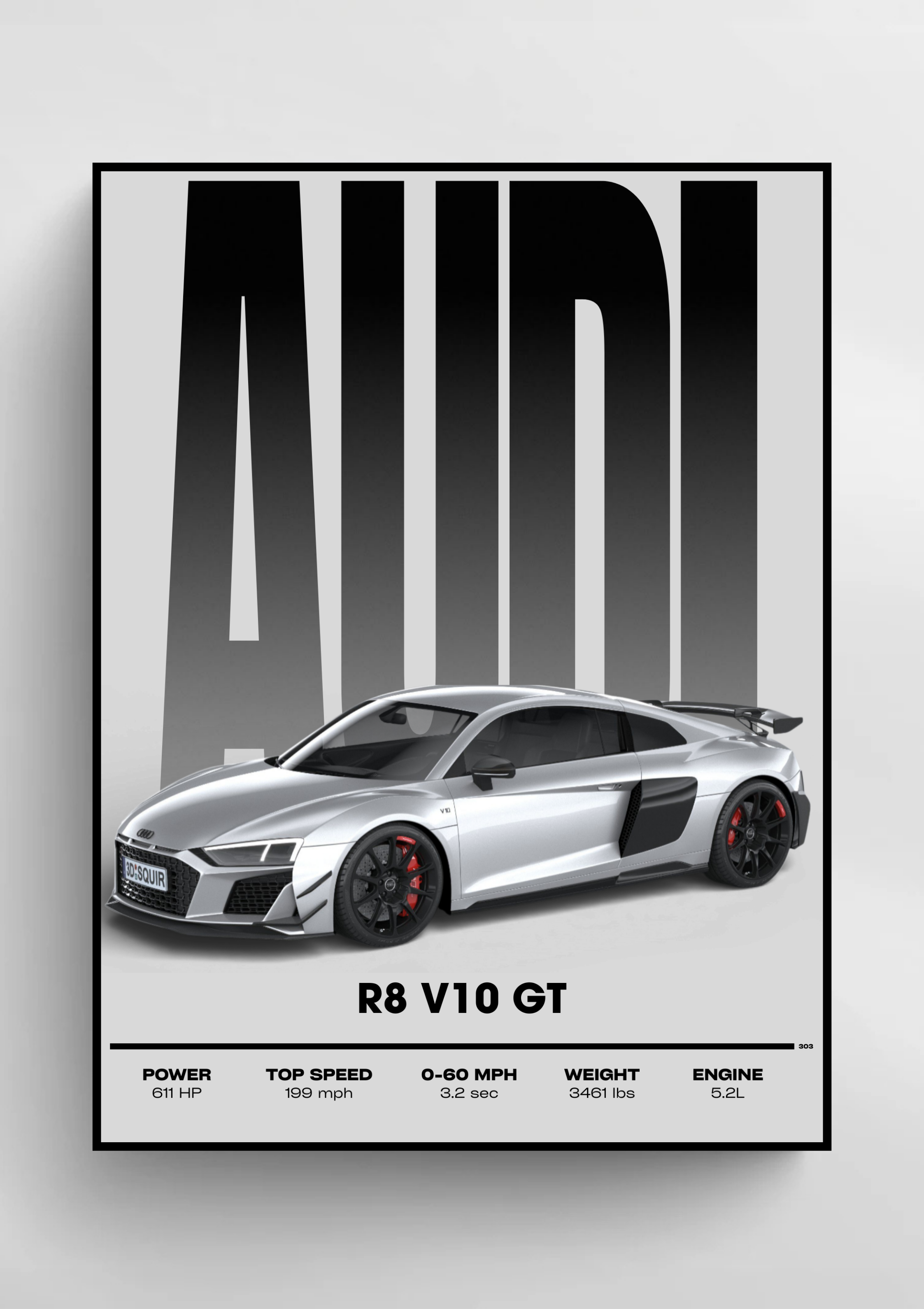 Audi R8 V10 GT Poster — Rolled Automotive Print with Specs product thumbnail image Audi R8 V10 GT Poster — Rolled Automotive Print with Specs product thumbnail image