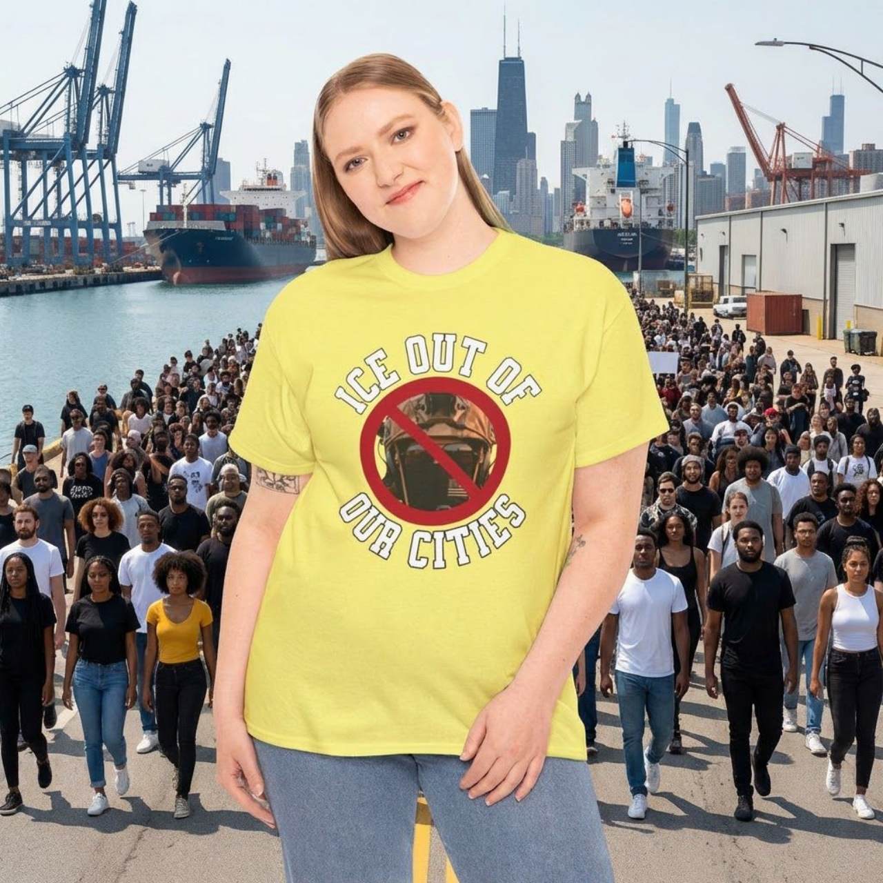 "ICE Out of Our Cities" Protest Graphic Tee With Universal NO Symbol product thumbnail image