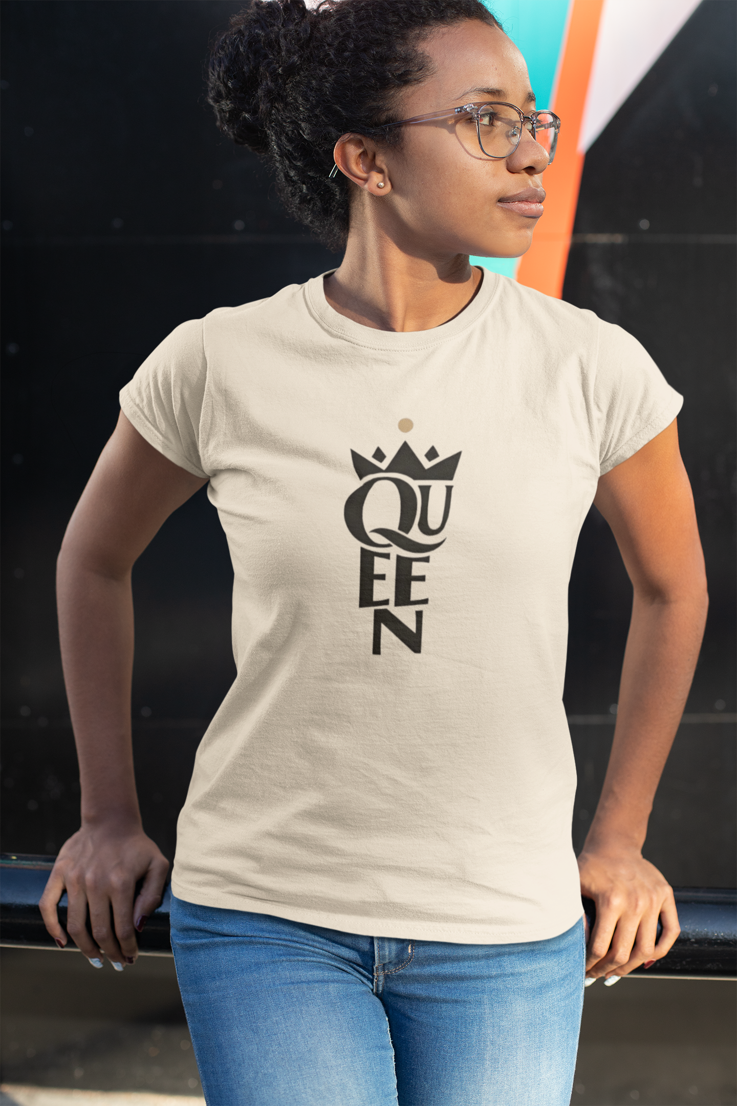Queen Crown Tee — Vertical "QUEEN" Graphic T‑Shirt product thumbnail image