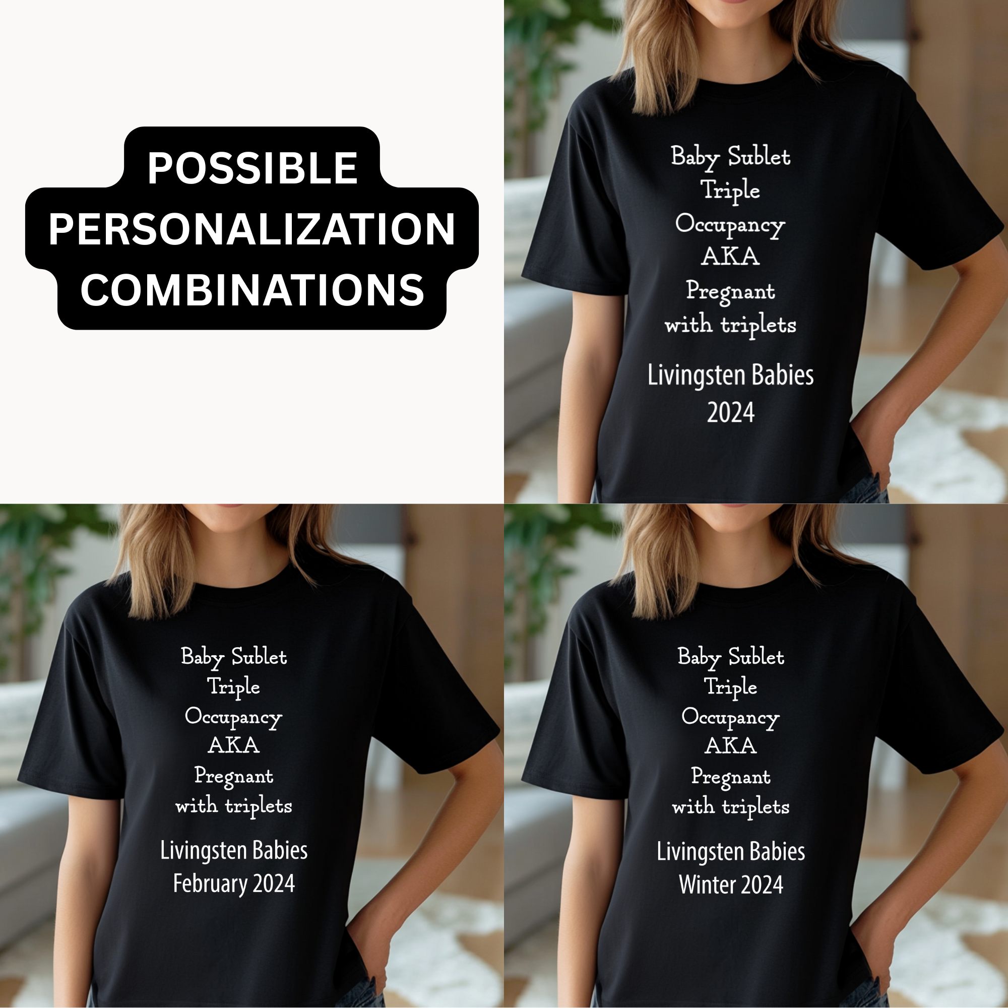 Triplets Funny Triplets Baby Reveal Announcement TShirt, Personalized Triplets Pregnancy Announcement Shirt Custom Triplets Reveal Tee product thumbnail image Triplets Funny Triplets Baby Reveal Announcement TShirt, Personalized Triplets Pregnancy Announcement Shirt Custom Triplets Reveal Tee product thumbnail image
