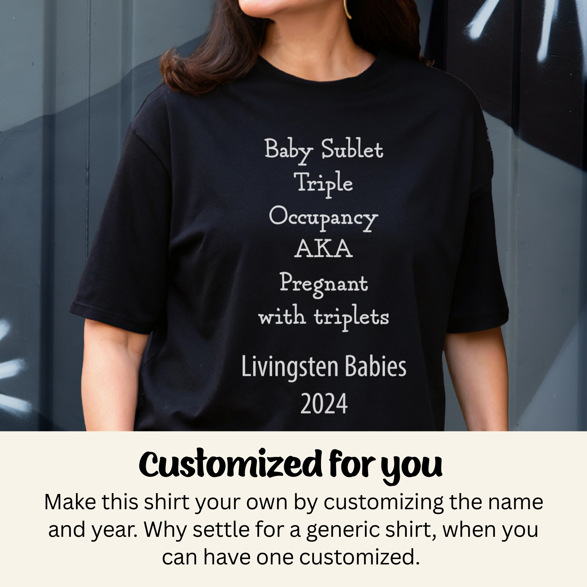 Triplets Funny Triplets Baby Reveal Announcement TShirt, Personalized Triplets Pregnancy Announcement Shirt Custom Triplets Reveal Tee  product thumbnail image