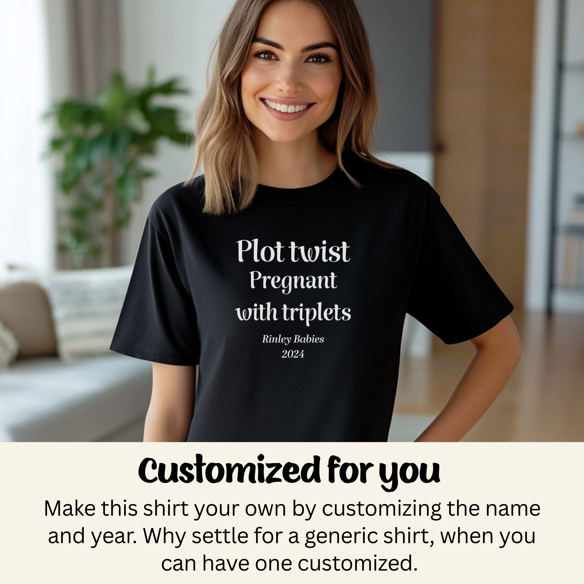 Triplets Funny Triplets Pregnancy Announcement TShirt, Personalized Funny Triplets Baby Reveal T Shirt, Custom Triplets Reveal T Shirt product thumbnail image