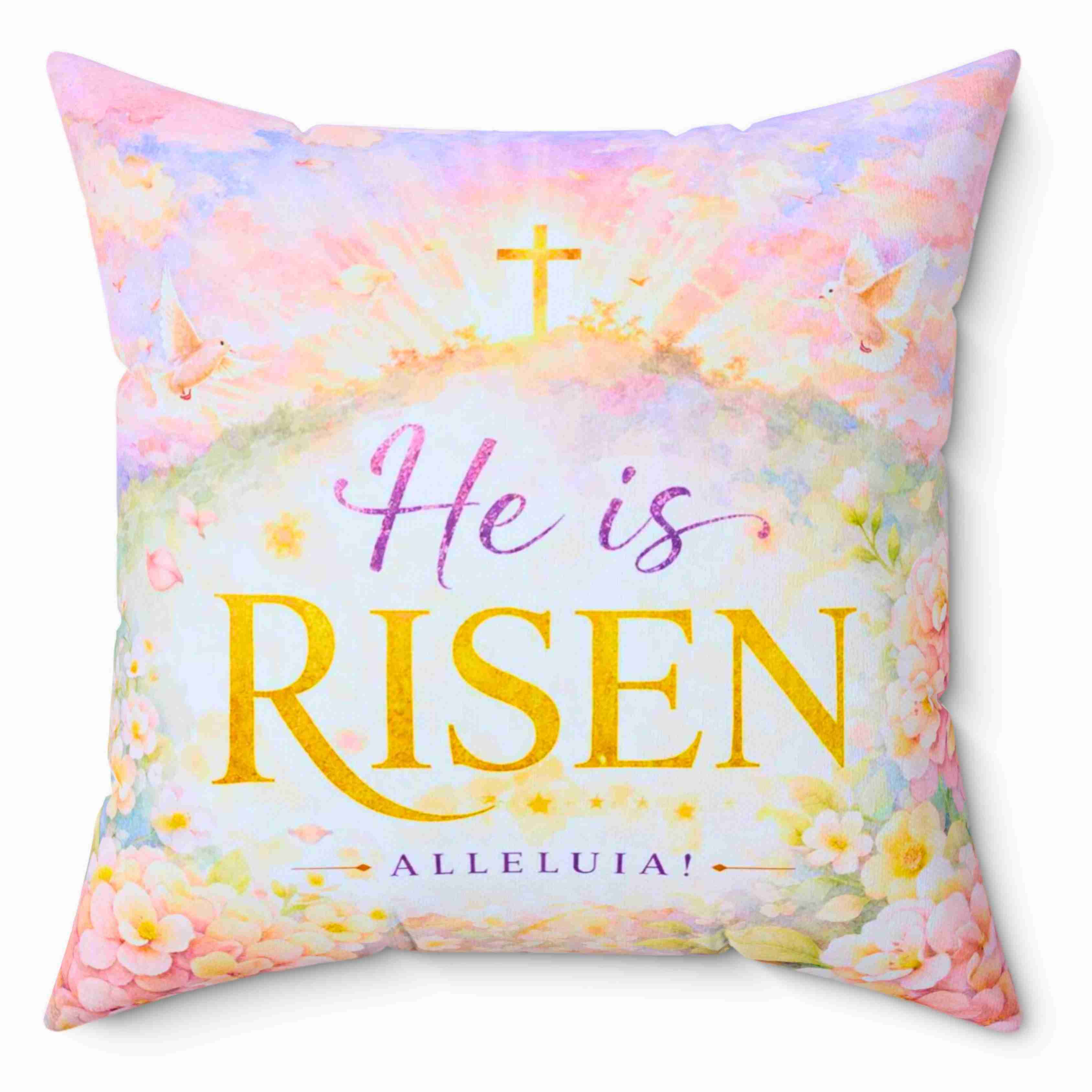 He Is Risen Alleluia Pillow | Easter Christian Scripture Decorative Couch Cushion product thumbnail image