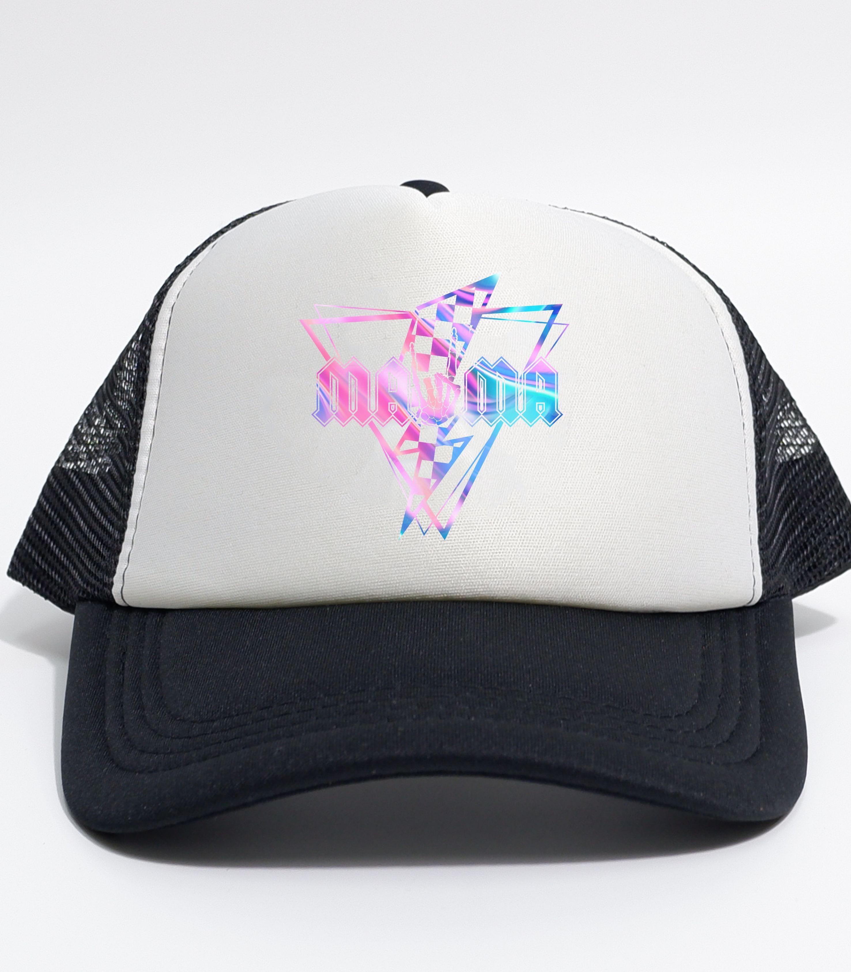 Trucker Cap — Retro Pastel Geometric Heart Mesh Hat