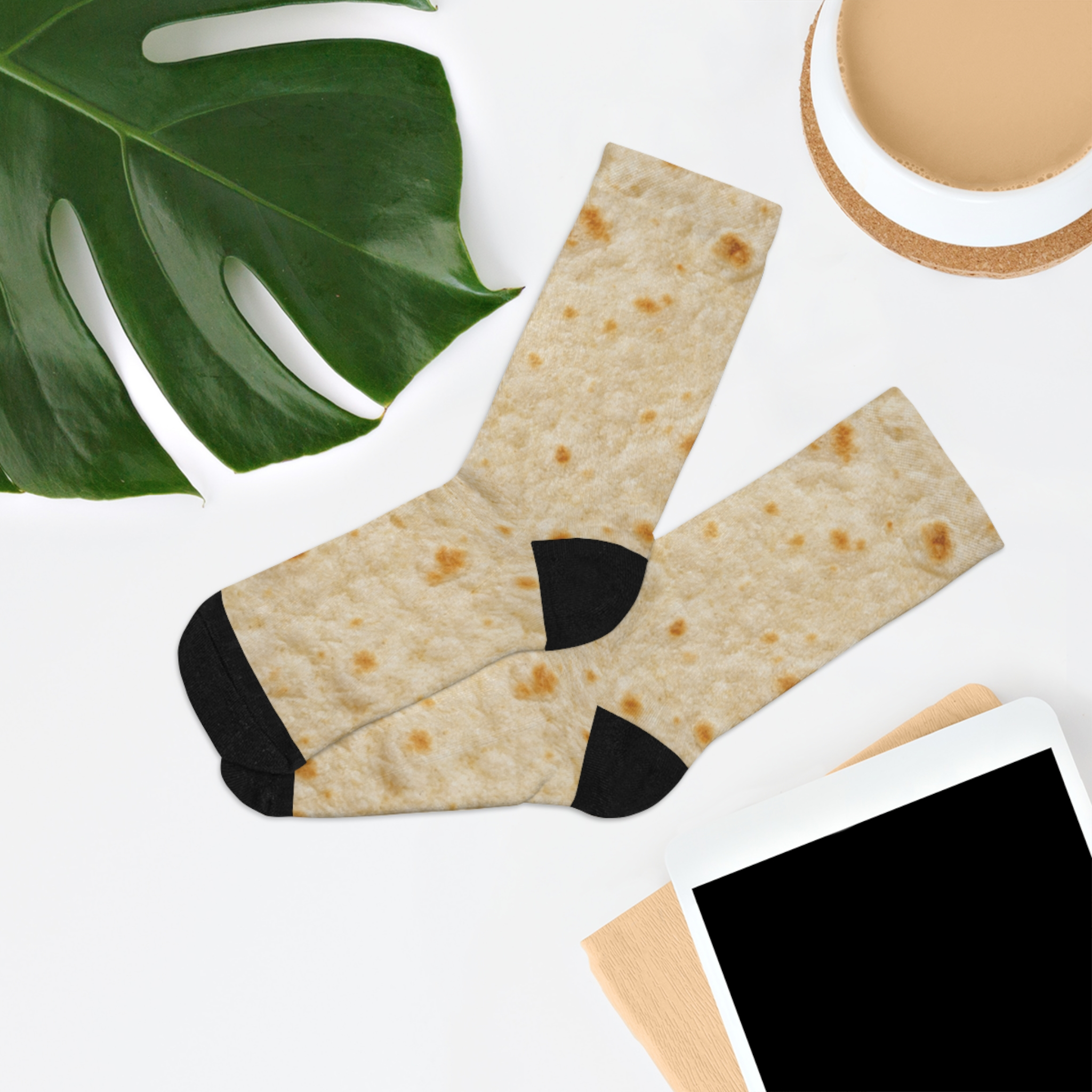 Tortilla Socks, Recycled Poly Socks | Food Novelty Cotton-Feel Footwear product thumbnail image Tortilla Socks, Recycled Poly Socks | Food Novelty Cotton-Feel Footwear product thumbnail image