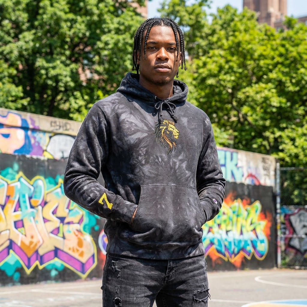 7 Lion "Stealth" Tie Dye Embroidered Hoodie product thumbnail image 7 Lion "Stealth" Tie Dye Embroidered Hoodie product thumbnail image