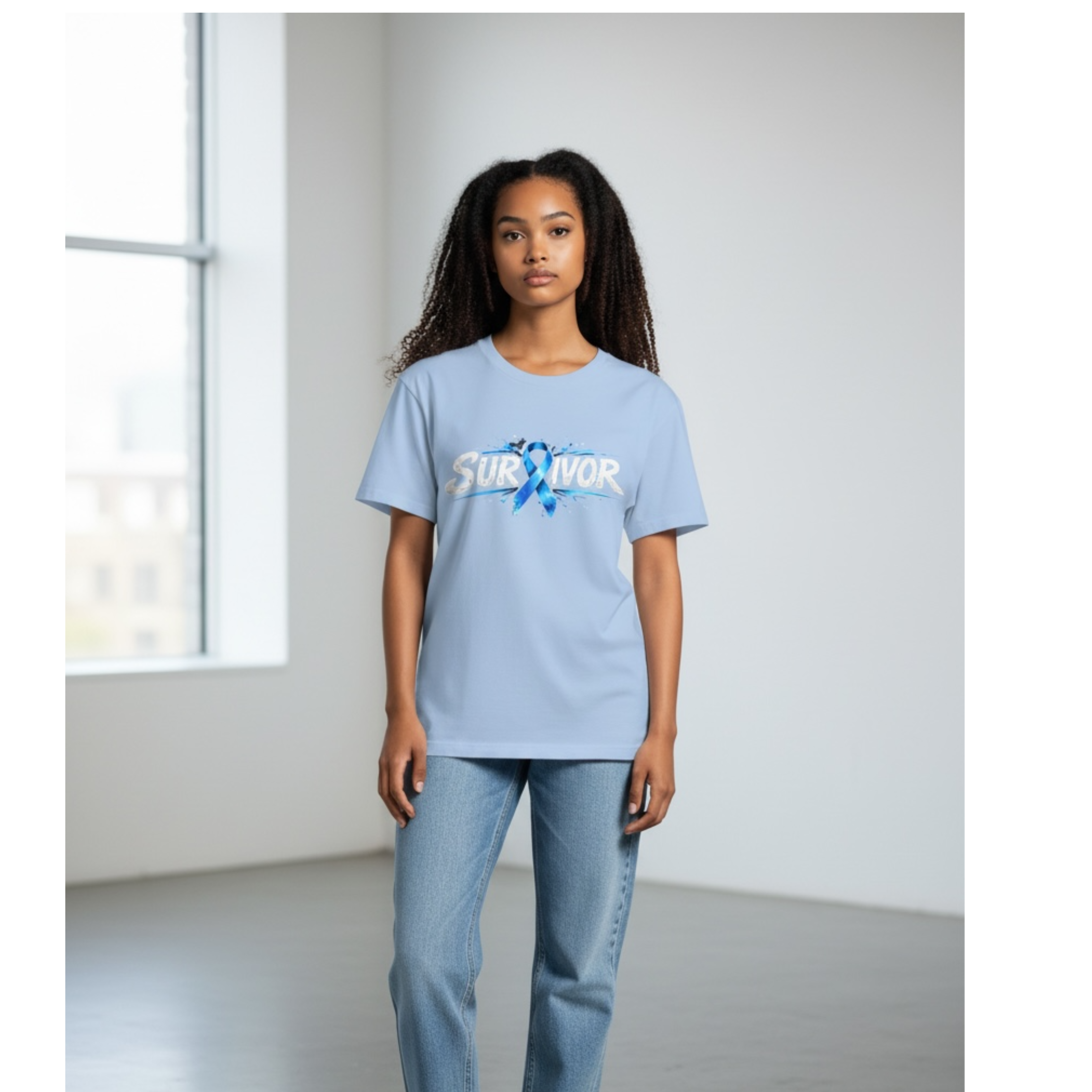 Colorectal Cancer Survivor T-Shirt — Blue Awareness Ribbon product thumbnail image Colorectal Cancer Survivor T-Shirt — Blue Awareness Ribbon product thumbnail image