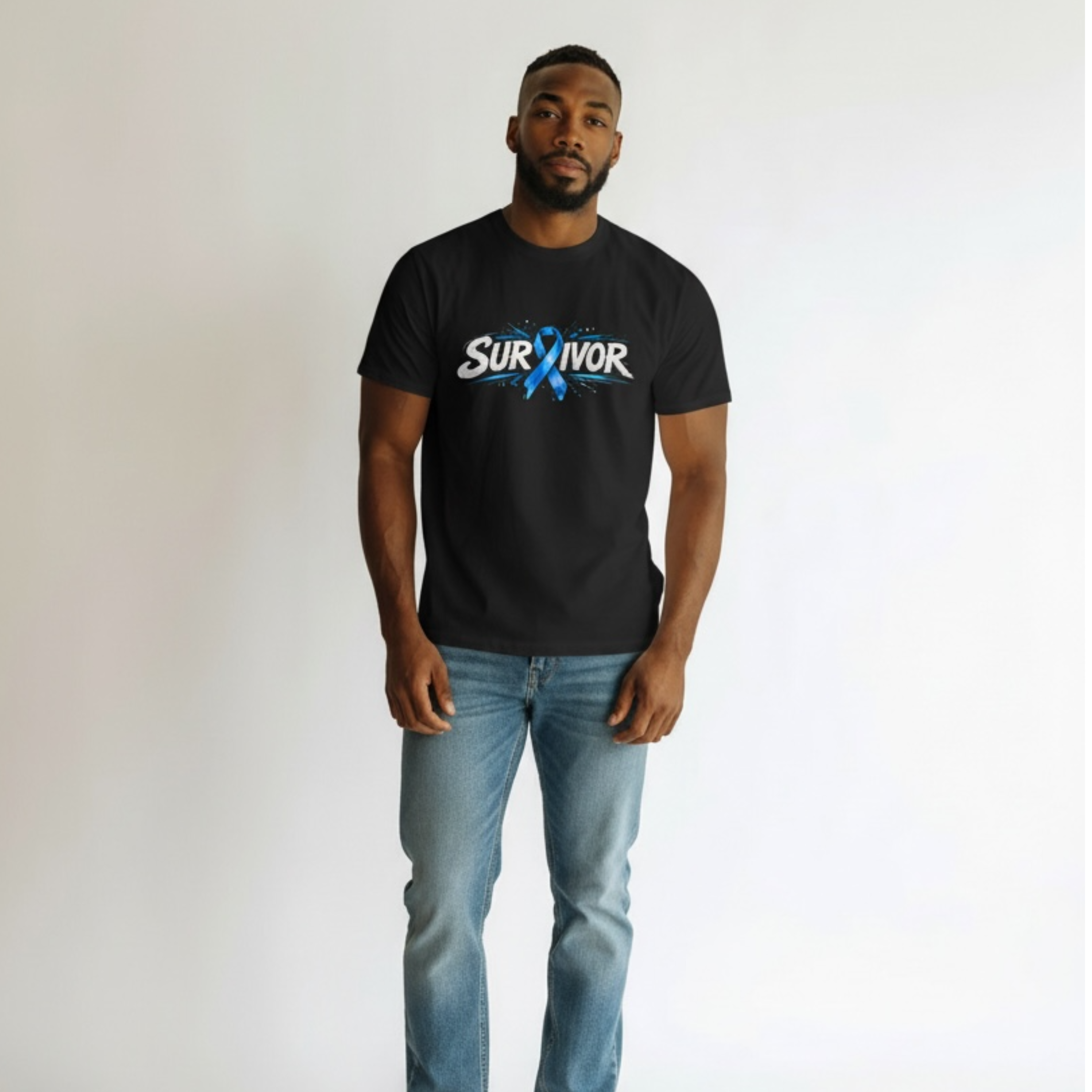 Colorectal Cancer Survivor T-Shirt — Blue Awareness Ribbon product thumbnail image Colorectal Cancer Survivor T-Shirt — Blue Awareness Ribbon product thumbnail image
