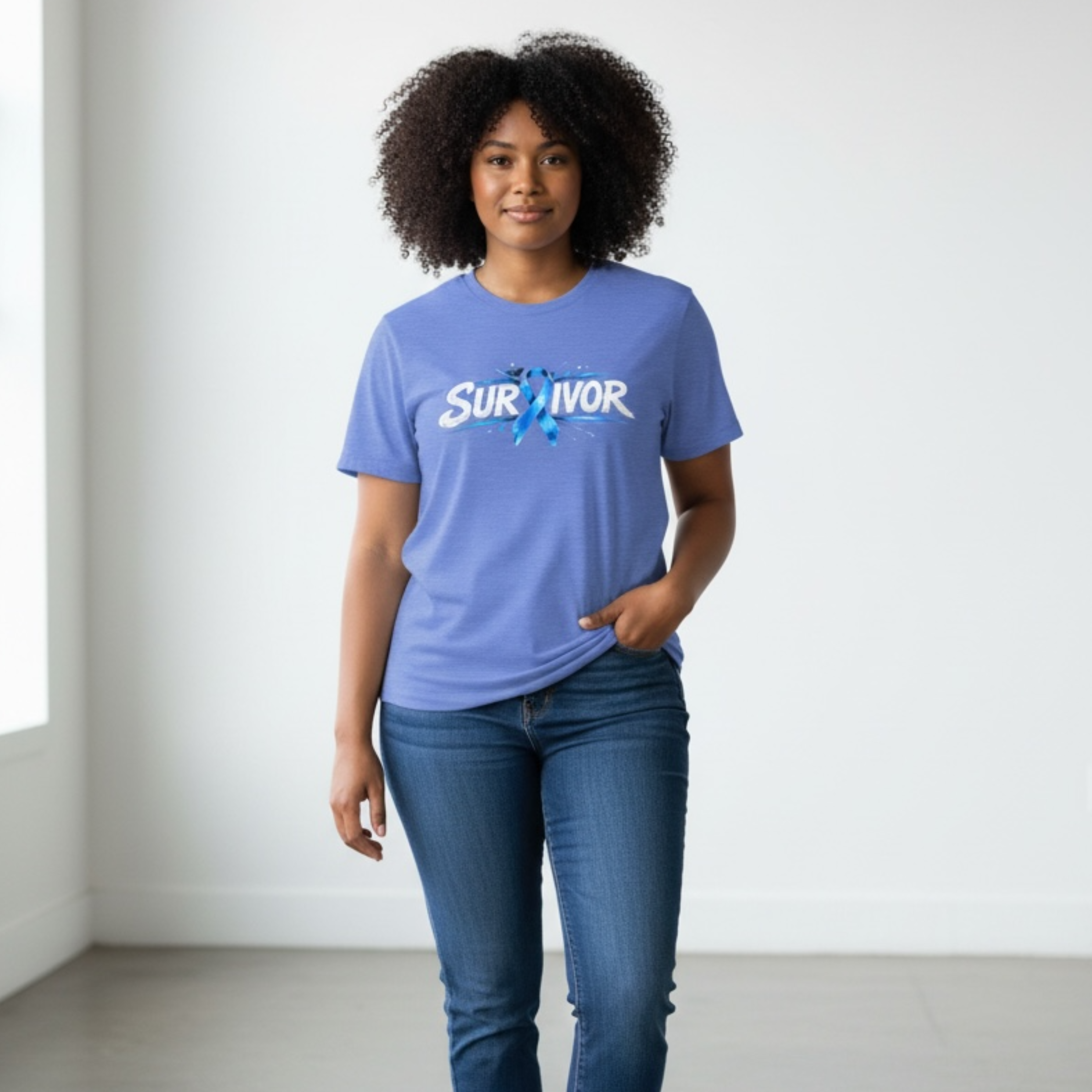 Colorectal Cancer Survivor T-Shirt — Blue Awareness Ribbon product thumbnail image Colorectal Cancer Survivor T-Shirt — Blue Awareness Ribbon product thumbnail image
