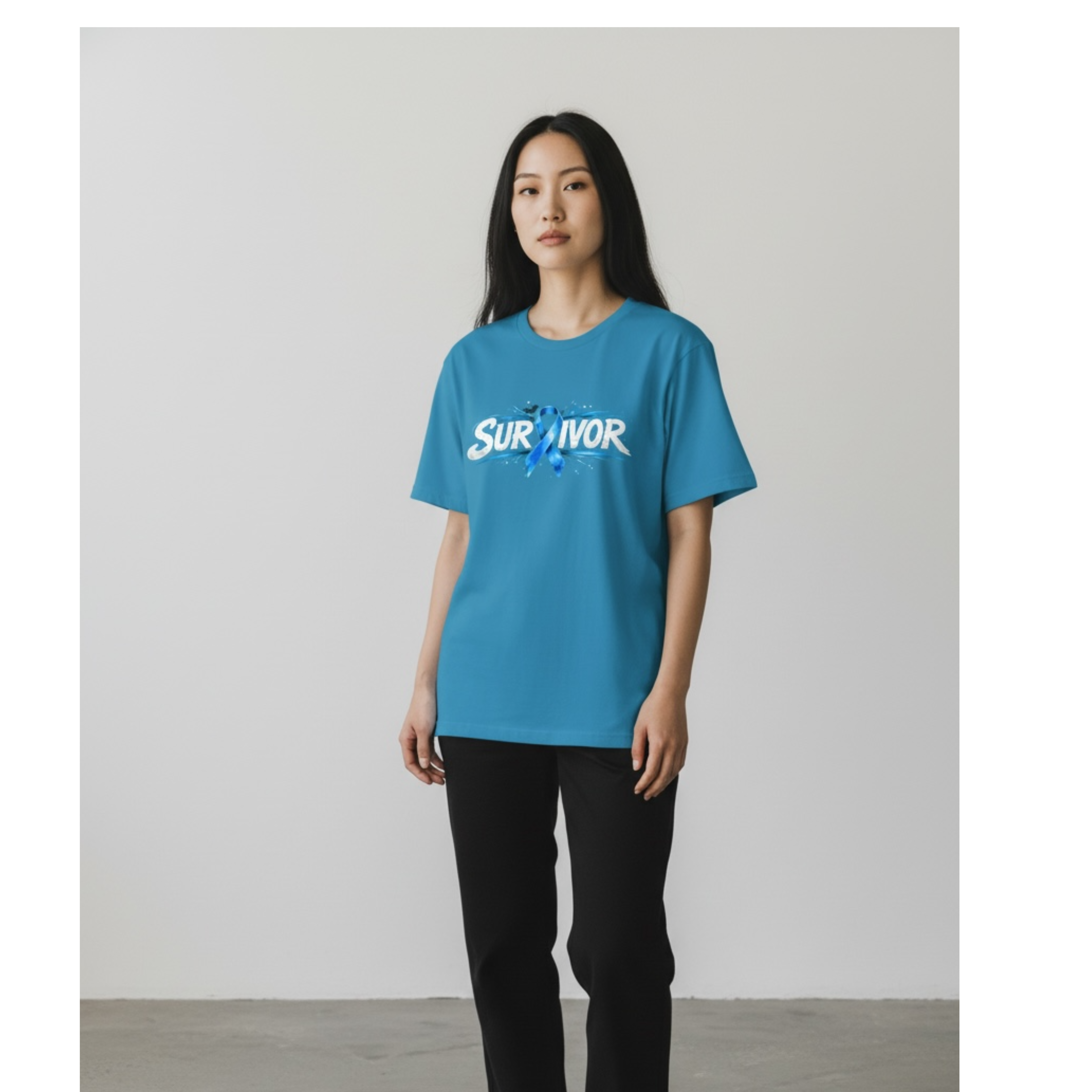 Colorectal Cancer Survivor T-Shirt — Blue Awareness Ribbon product thumbnail image