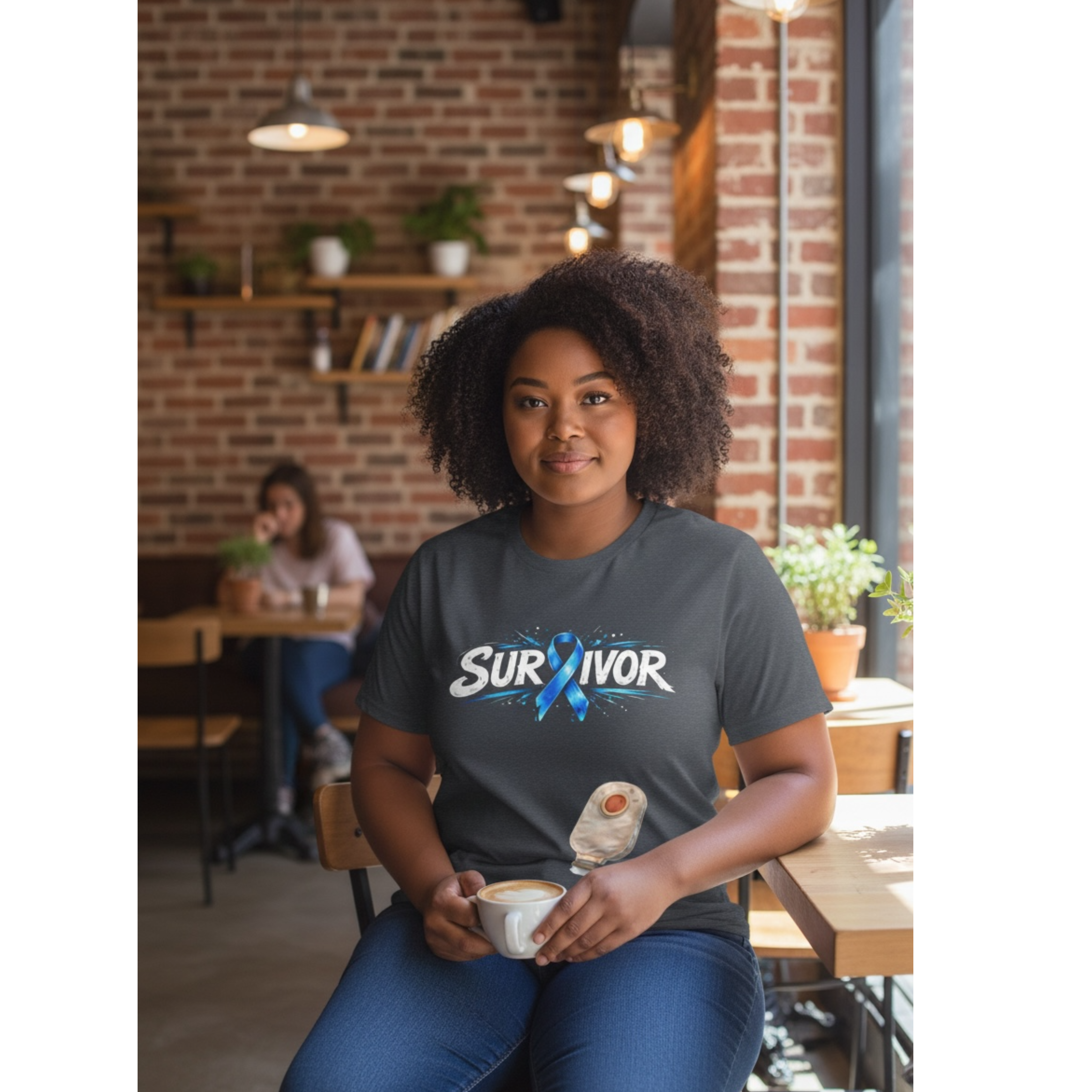 Colorectal Cancer Survivor Tee — Blue Ribbon &amp; Colostomy Bag Humor product thumbnail image