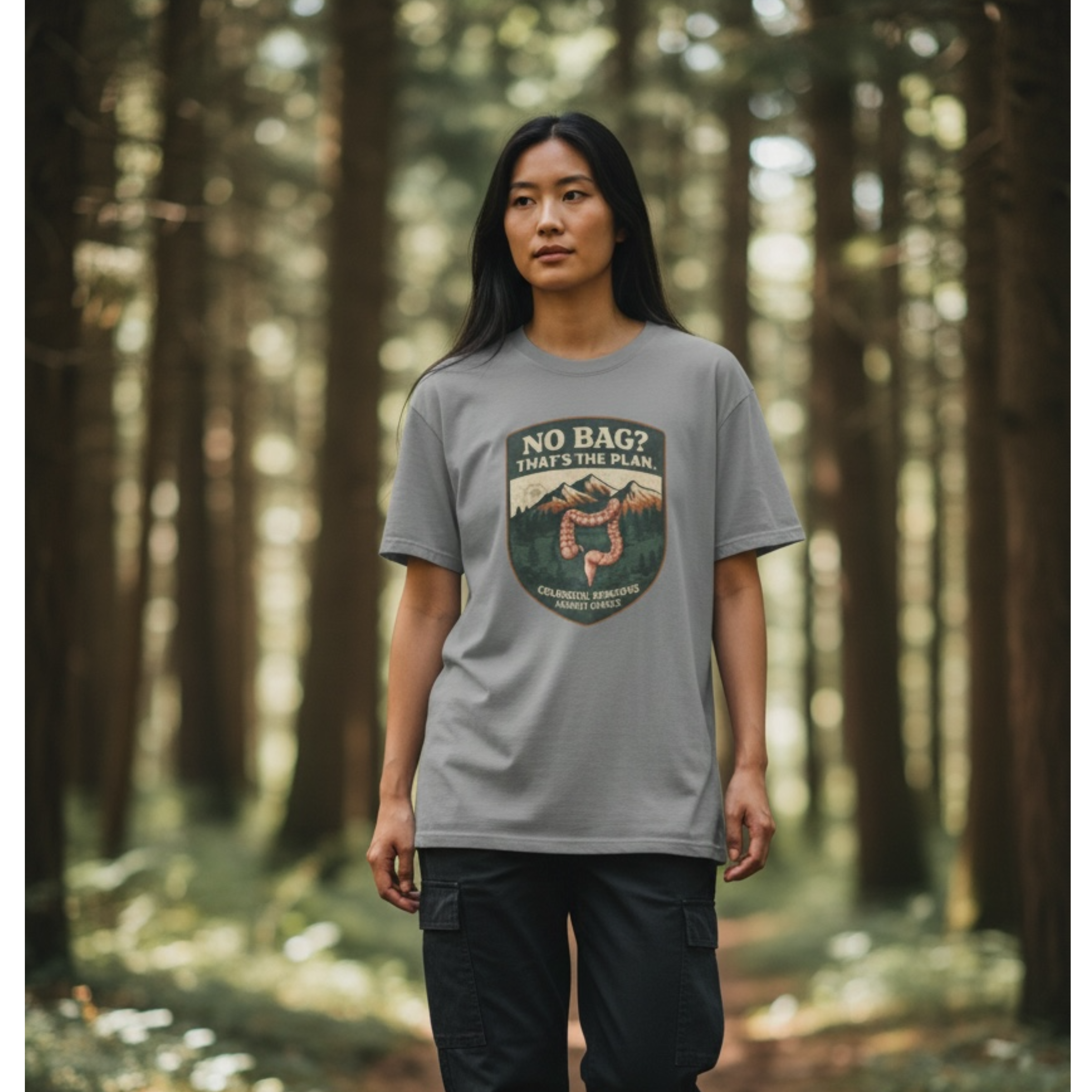 No Bag? That's the Plan T-Shirt — Colorectal Cancer Awareness Graphic Tee product thumbnail image