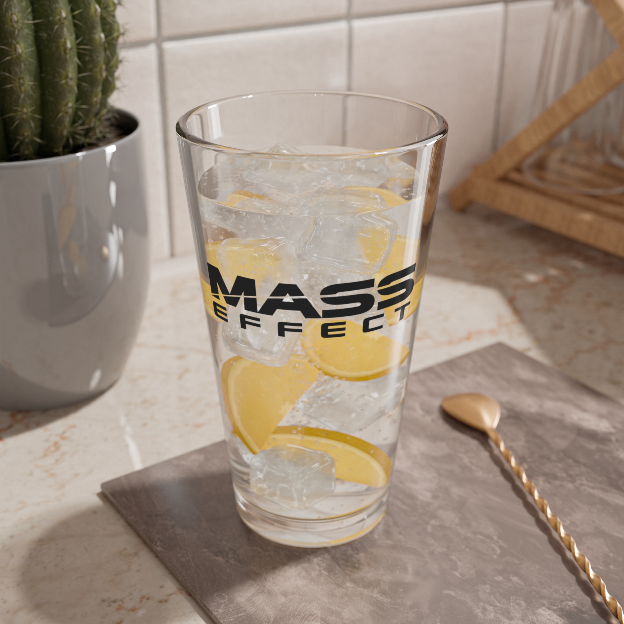 Mass Effect Glass - Paragon/Renegade Logo | 16oz Gamer Pint Glass product thumbnail image