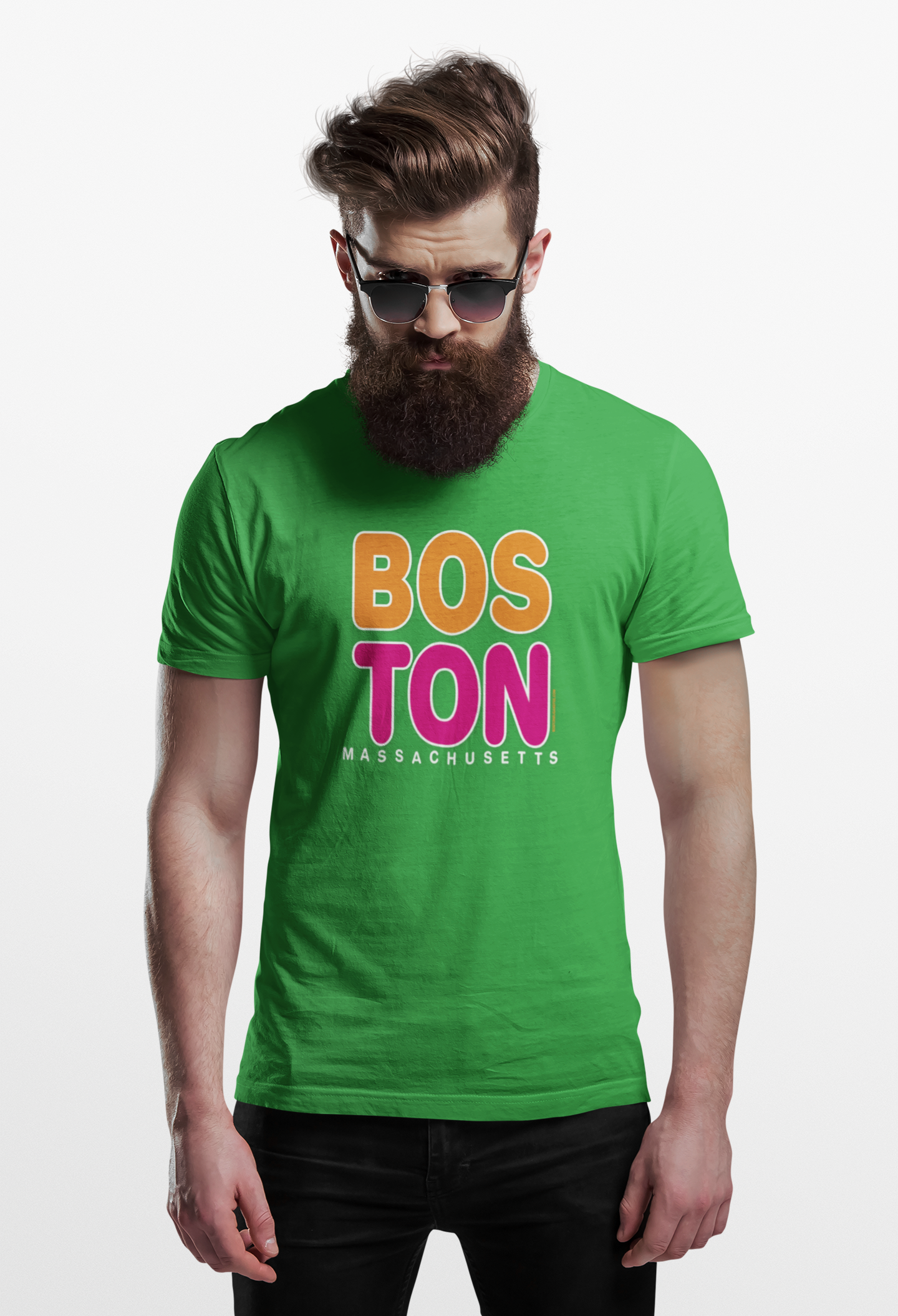Boston Massachusetts Retro Irish Green Bold Text Tee - not dollar store junk, our shirts are 100% heavy cotton you'll wear over and over. And...FREE SHIPPING. product thumbnail image