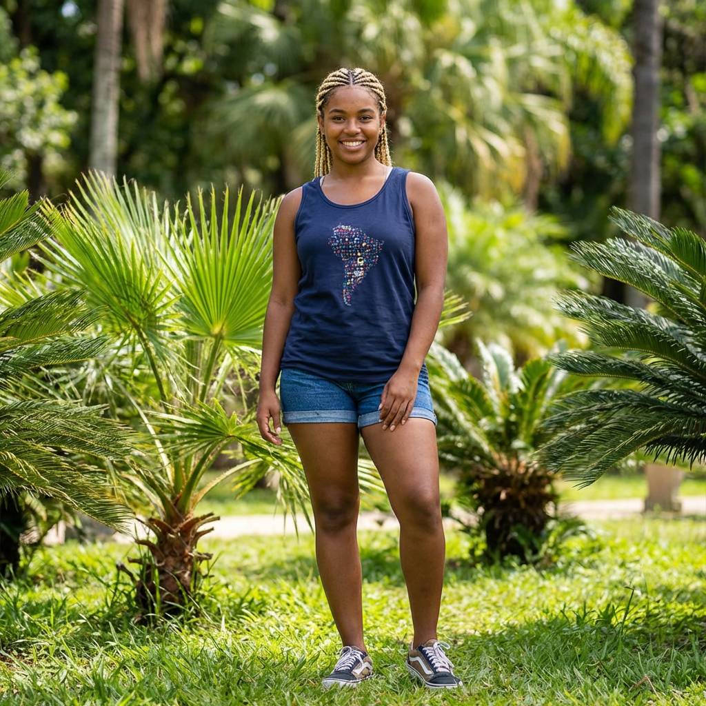 South America Emoji Map Tank Top — Colorful Continent Outline Tee product thumbnail image South America Emoji Map Tank Top — Colorful Continent Outline Tee product thumbnail image