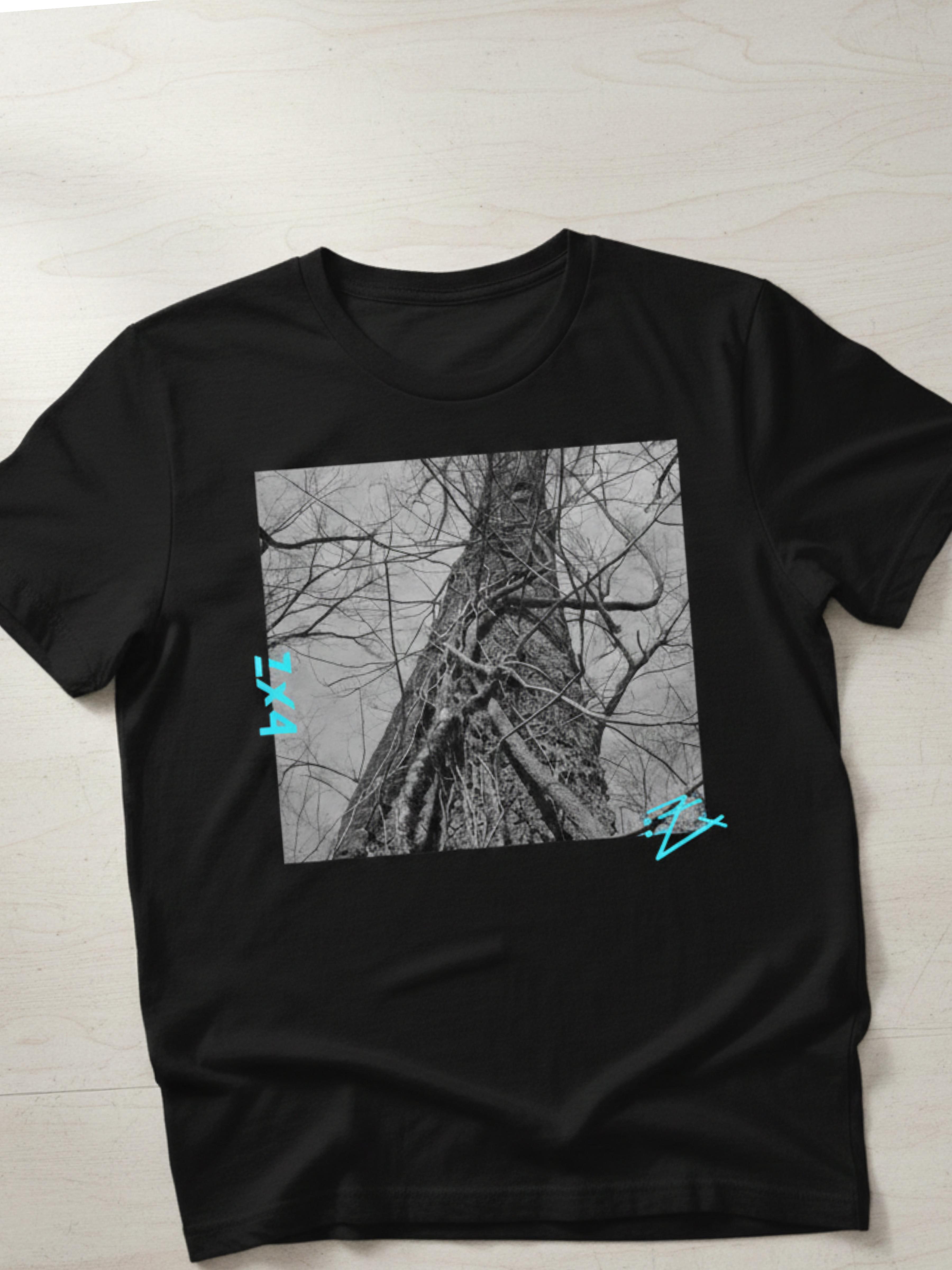 Tree Trunk Photo Tee — Minimal Black &amp; White Nature Graphic T-Shirt product thumbnail image
