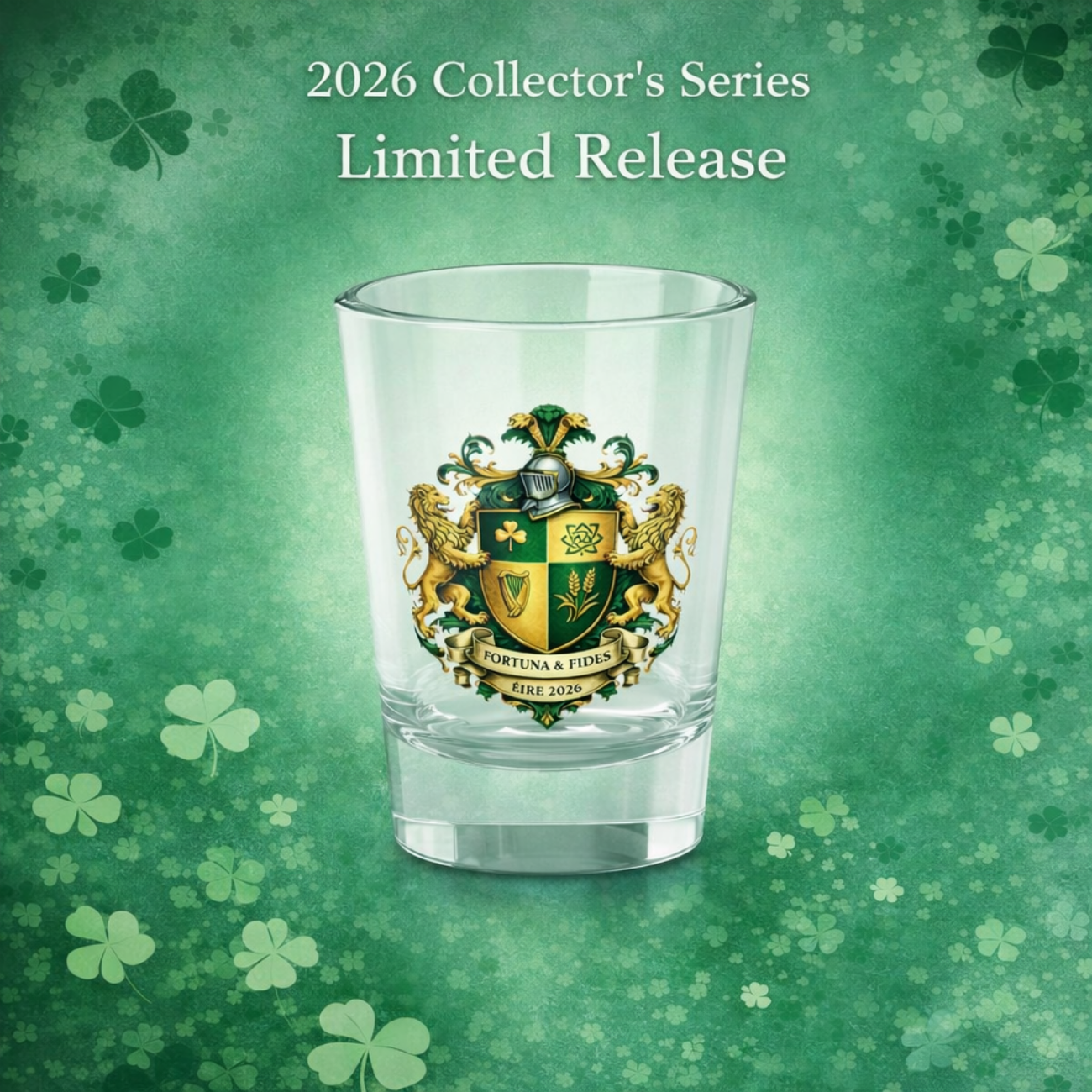 Celtic Coat of Arms Shot Glass — Fortuna &amp; Fides 1.5oz Crest - 2026 Limited Edition