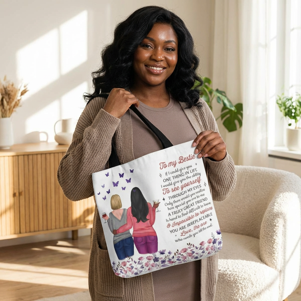 Best Friend Tote Bag — 'To My Bestie' Floral Friendship Gift product thumbnail image