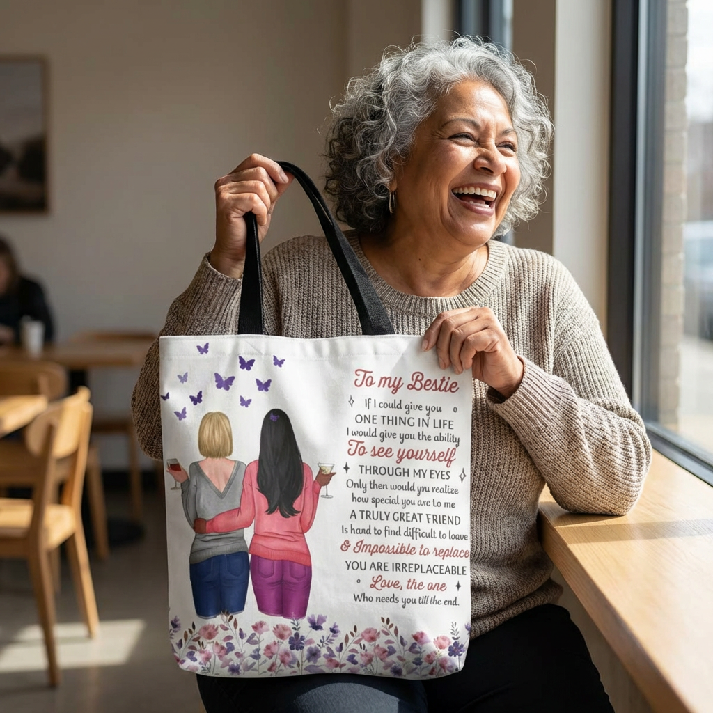 Best Friend Tote Bag — 'To My Bestie' Floral Friendship Gift product thumbnail image Best Friend Tote Bag — 'To My Bestie' Floral Friendship Gift product thumbnail image