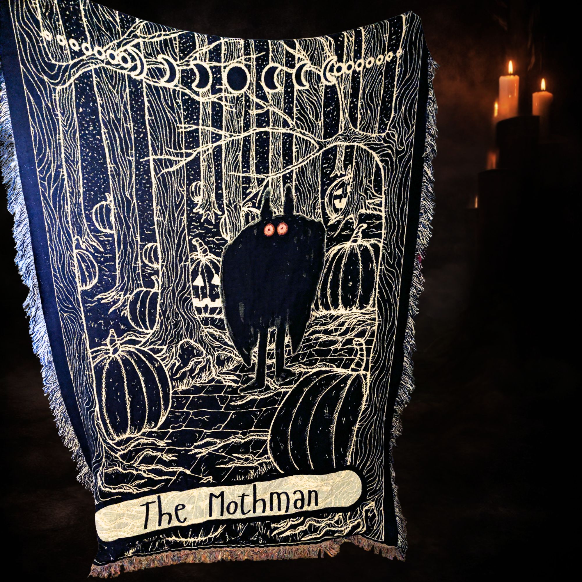 Mothman Woven Blanket, Cryptid Tapestry, Paranormal Bedroom and Home Decor