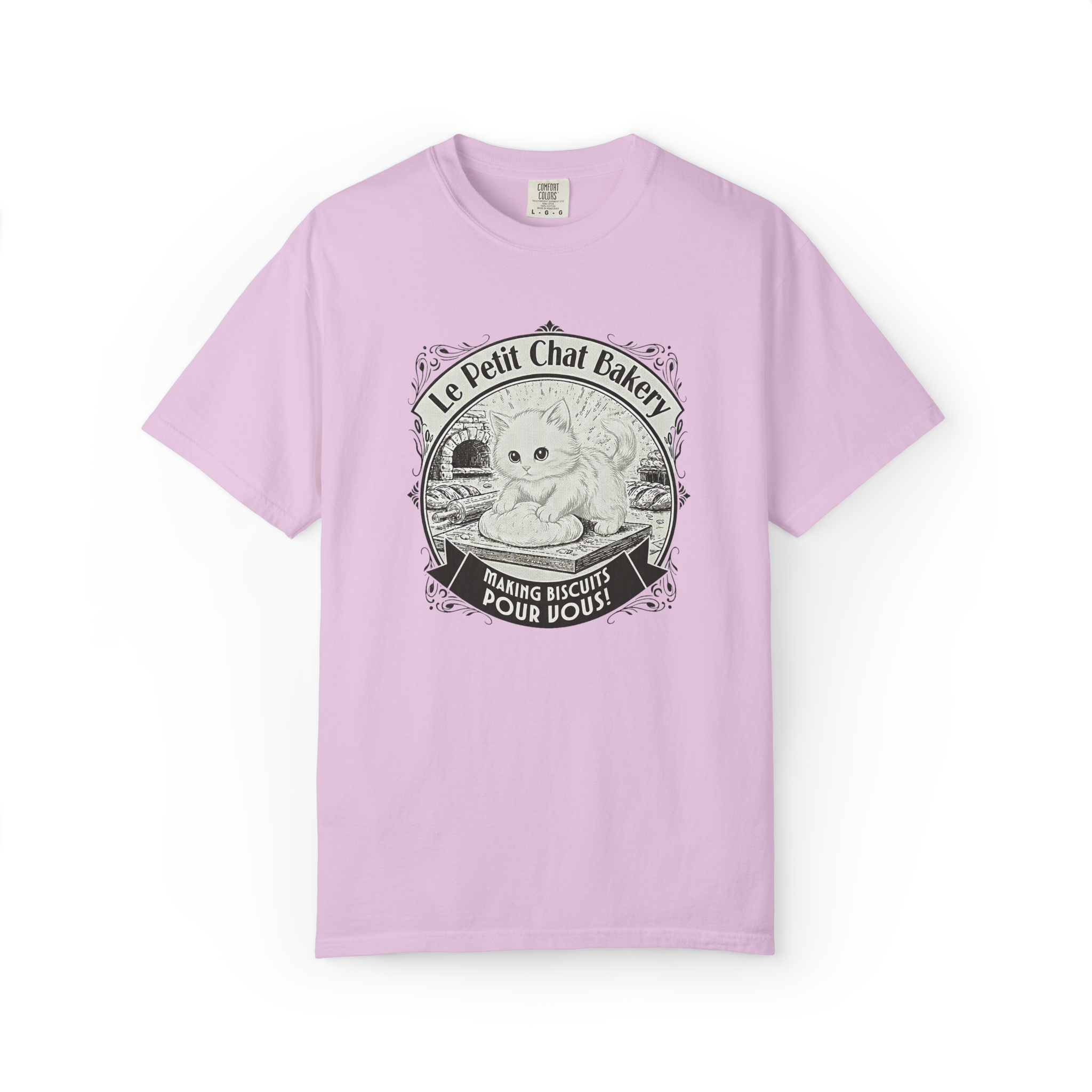 Le Petit Chat Bakery T‑Shirt — Cute Cat Baking Graphic Tee product thumbnail image
