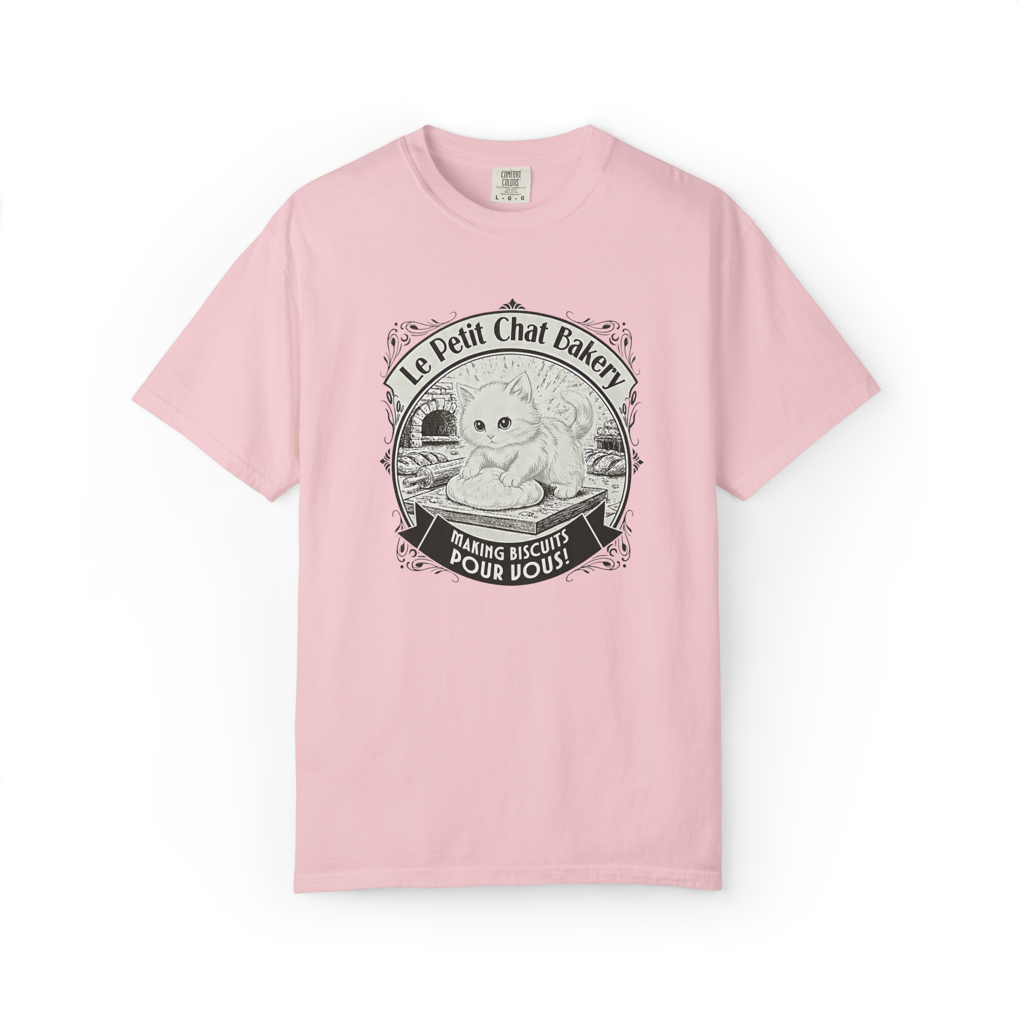 Le Petit Chat Bakery T‑Shirt — Cute Cat Baking Graphic Tee product thumbnail image