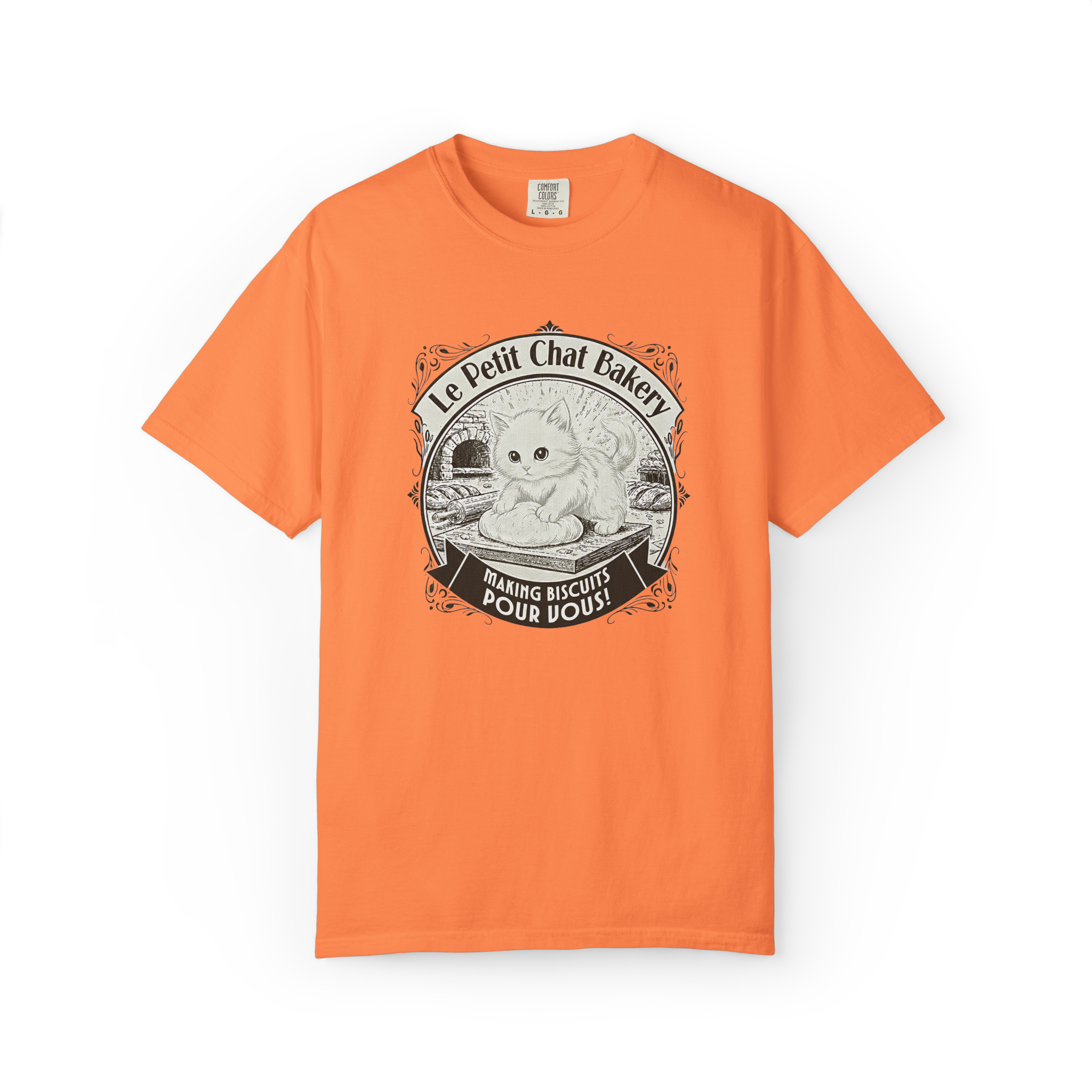 Le Petit Chat Bakery T‑Shirt — Cute Cat Baking Graphic Tee product thumbnail image