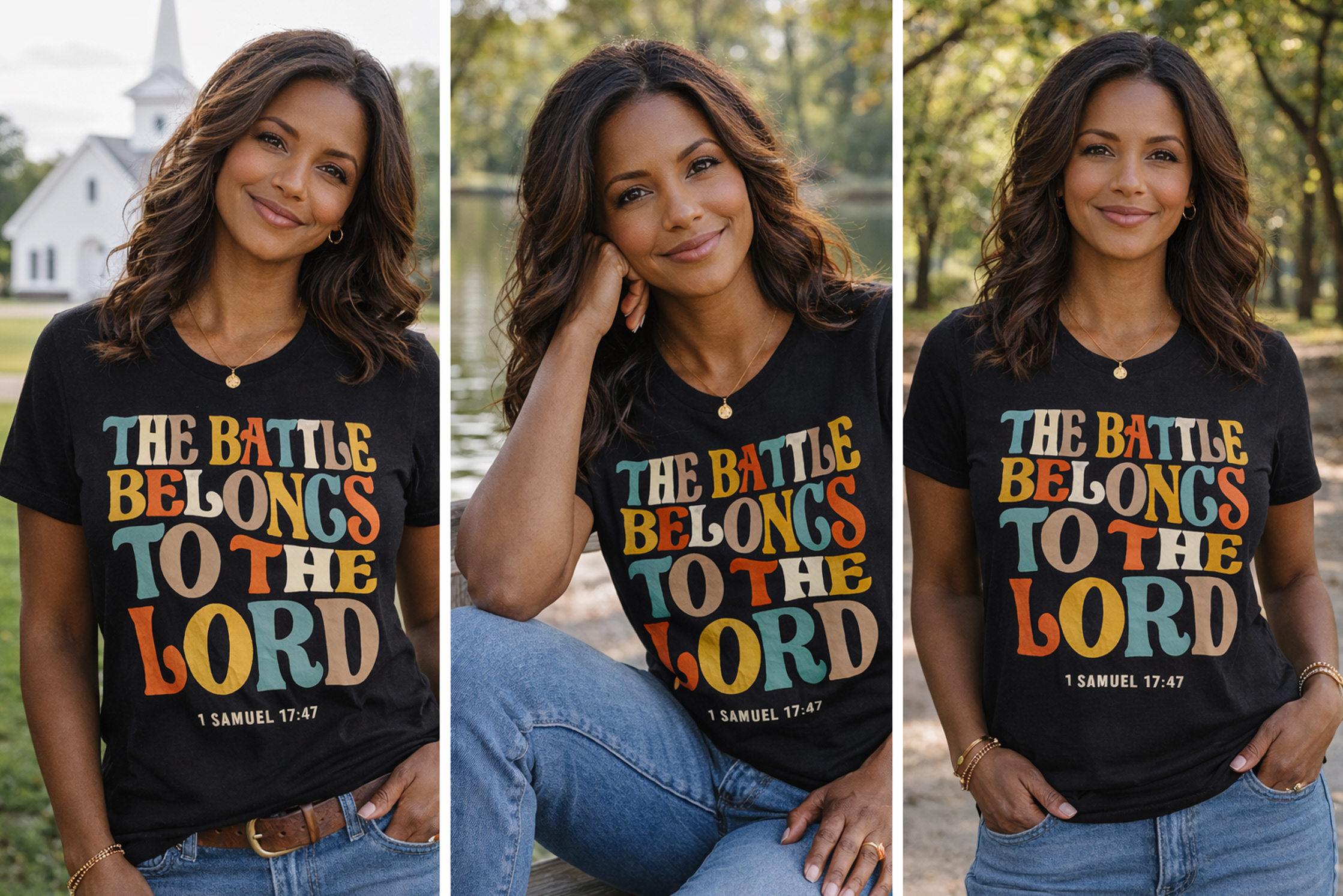 The Battle Belongs to the Lord Tee — Christian Faith Graphic T‑Shirt (1 Samuel 17:47)