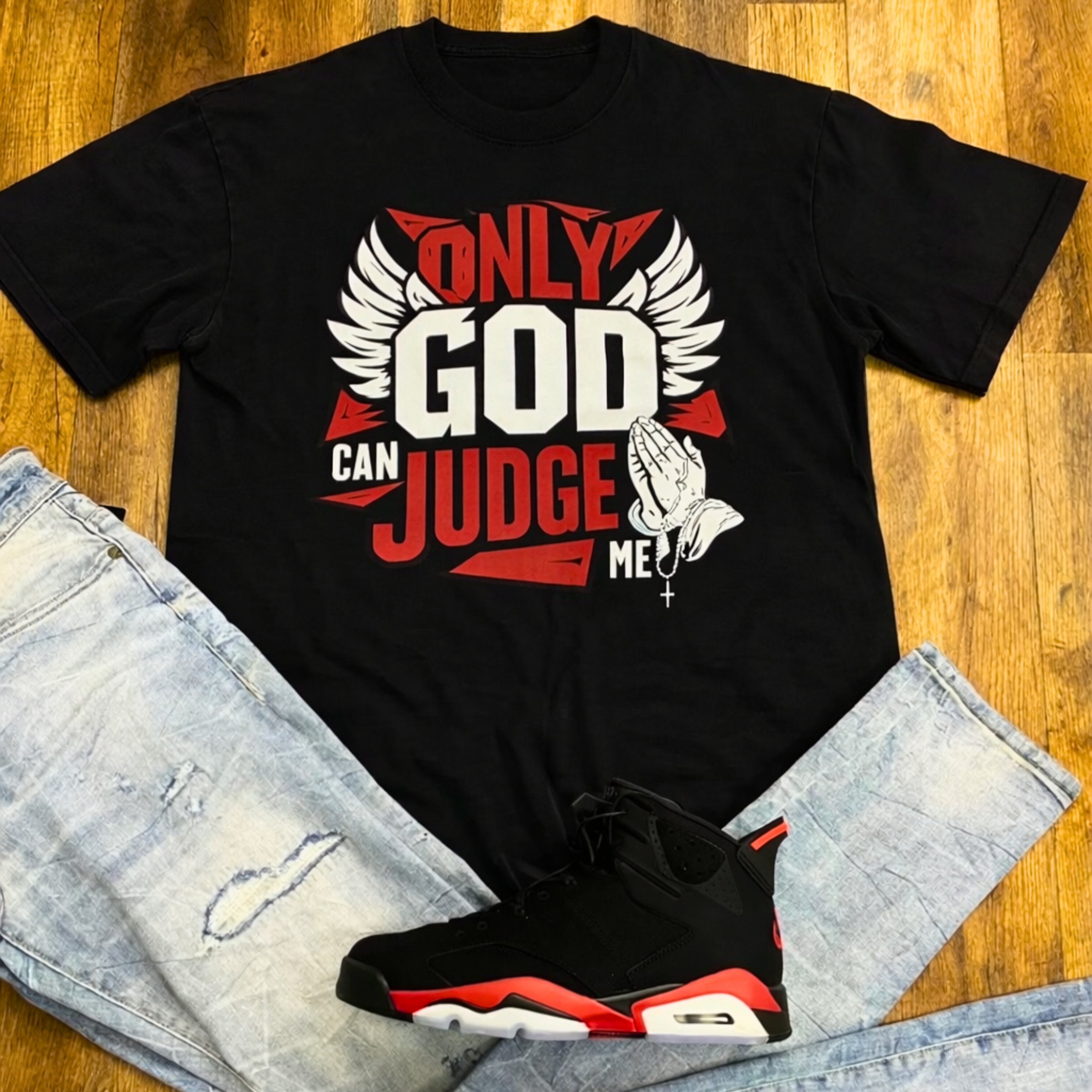 Unisex "Only God Can Judge Me" Staple Tee product thumbnail image Unisex "Only God Can Judge Me" Staple Tee product thumbnail image