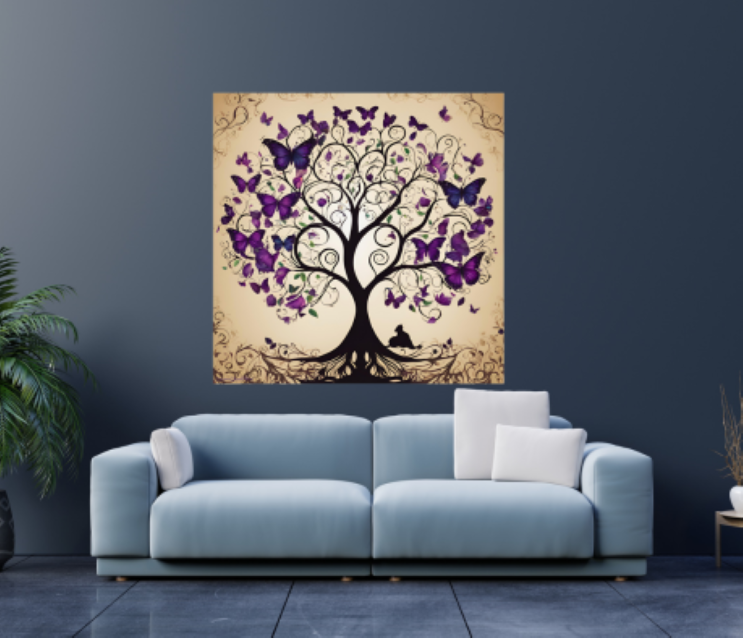 Enchanting Butterfly Tree Wall Tapestry, Boho Home Decor, Nature-Inspired Art, Meditation Space Decor, Gift for Nature Lovers product thumbnail image