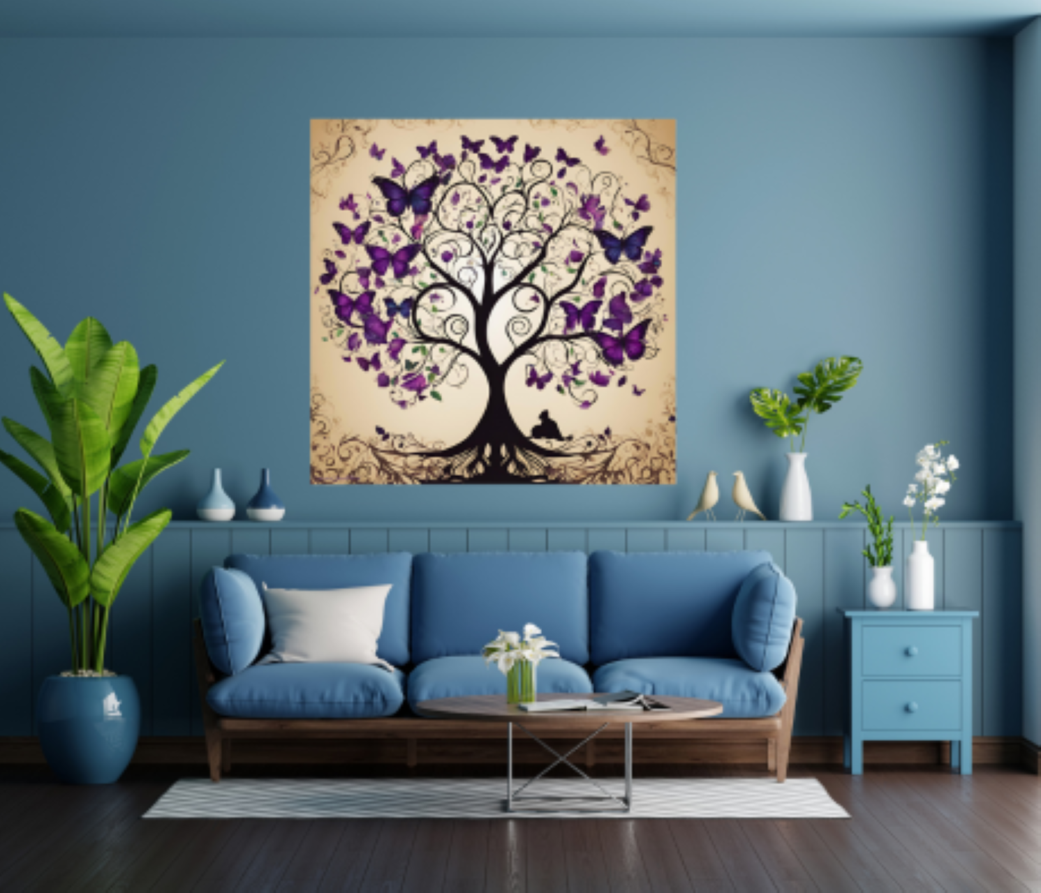 Enchanting Butterfly Tree Wall Tapestry, Boho Home Decor, Nature-Inspired Art, Meditation Space Decor, Gift for Nature Lovers